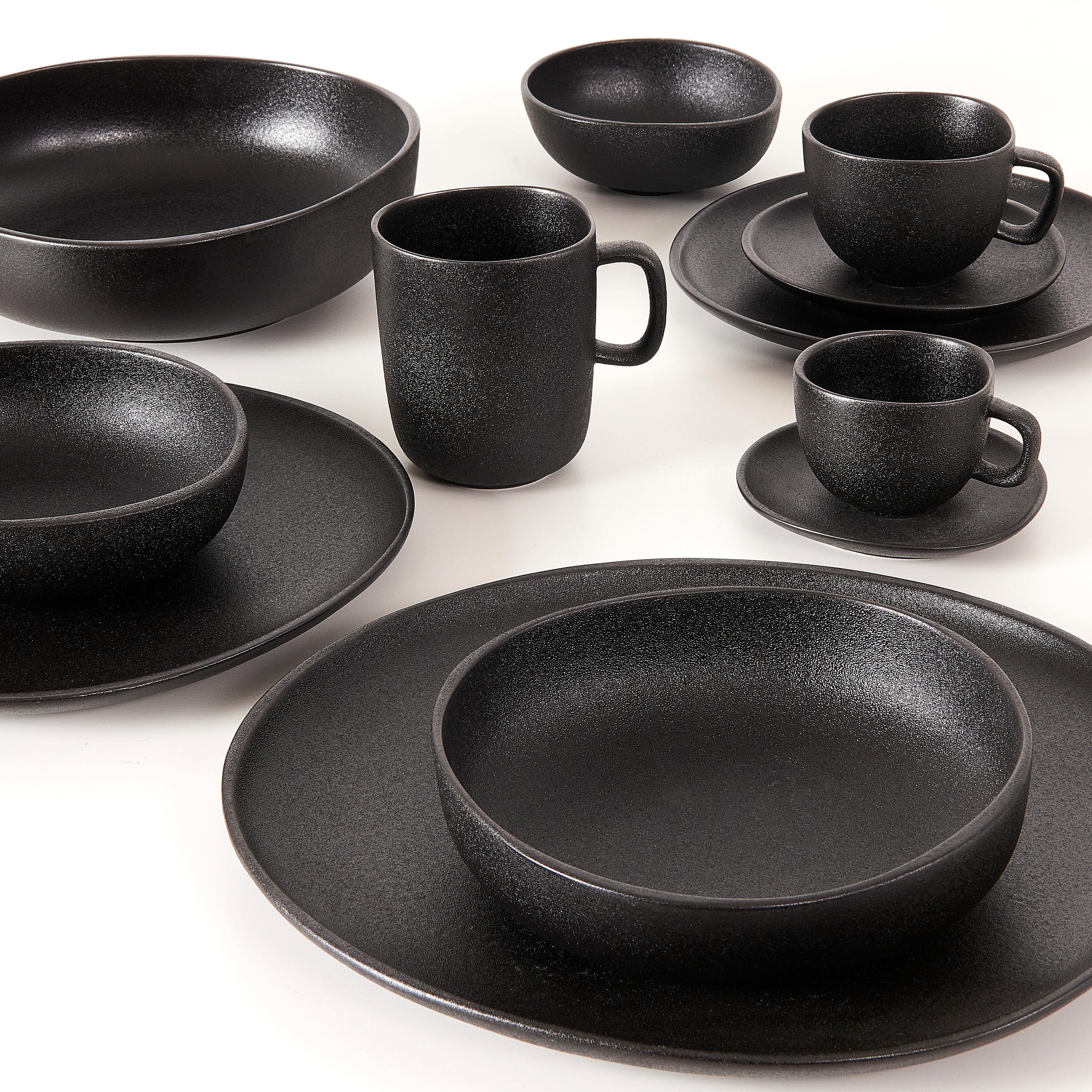 MAGMA Bord zwart - set van 6 Ø 20 cm