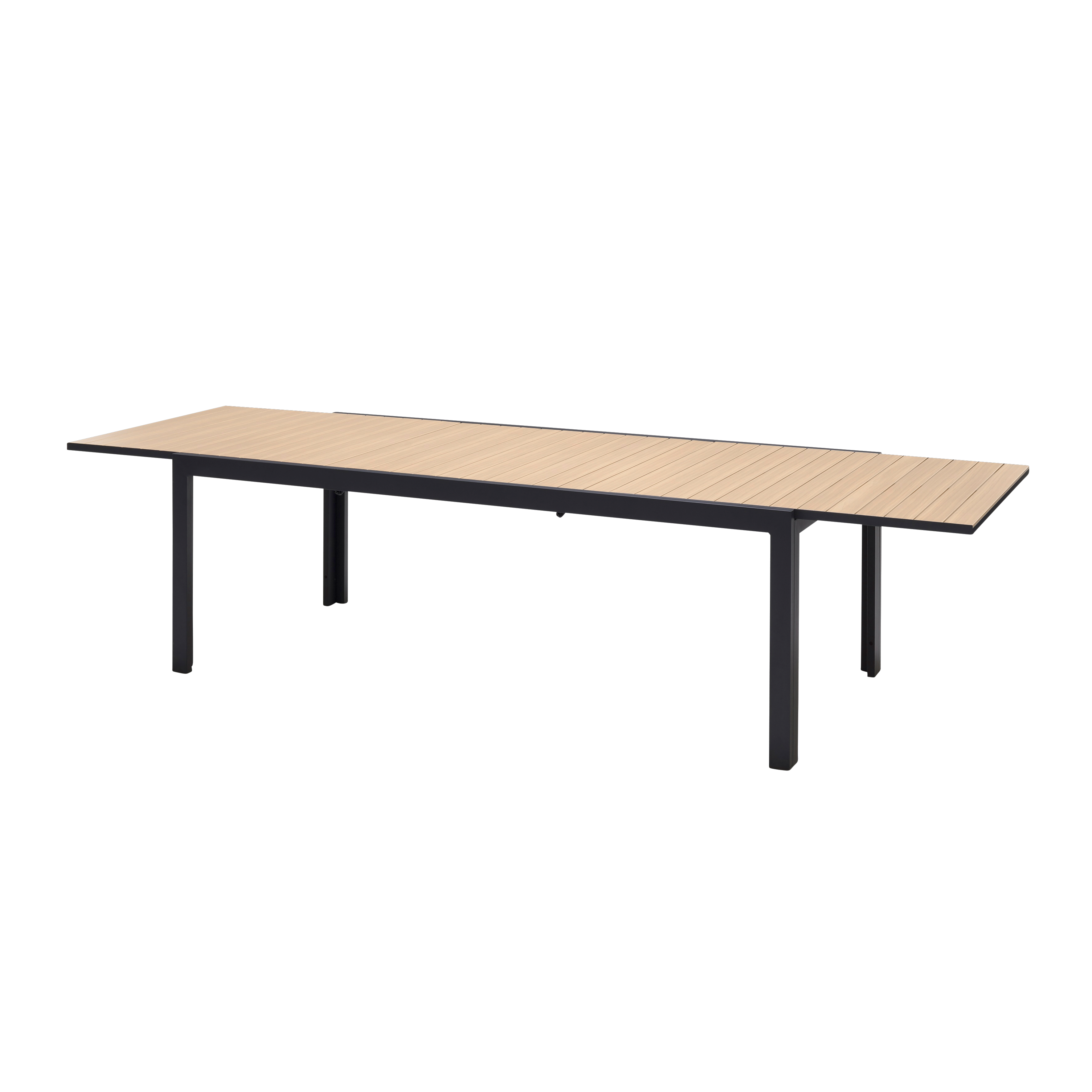 ETHAN Uittrekbare tafel zwart, naturelH 76 x B 95 x L 205 cm