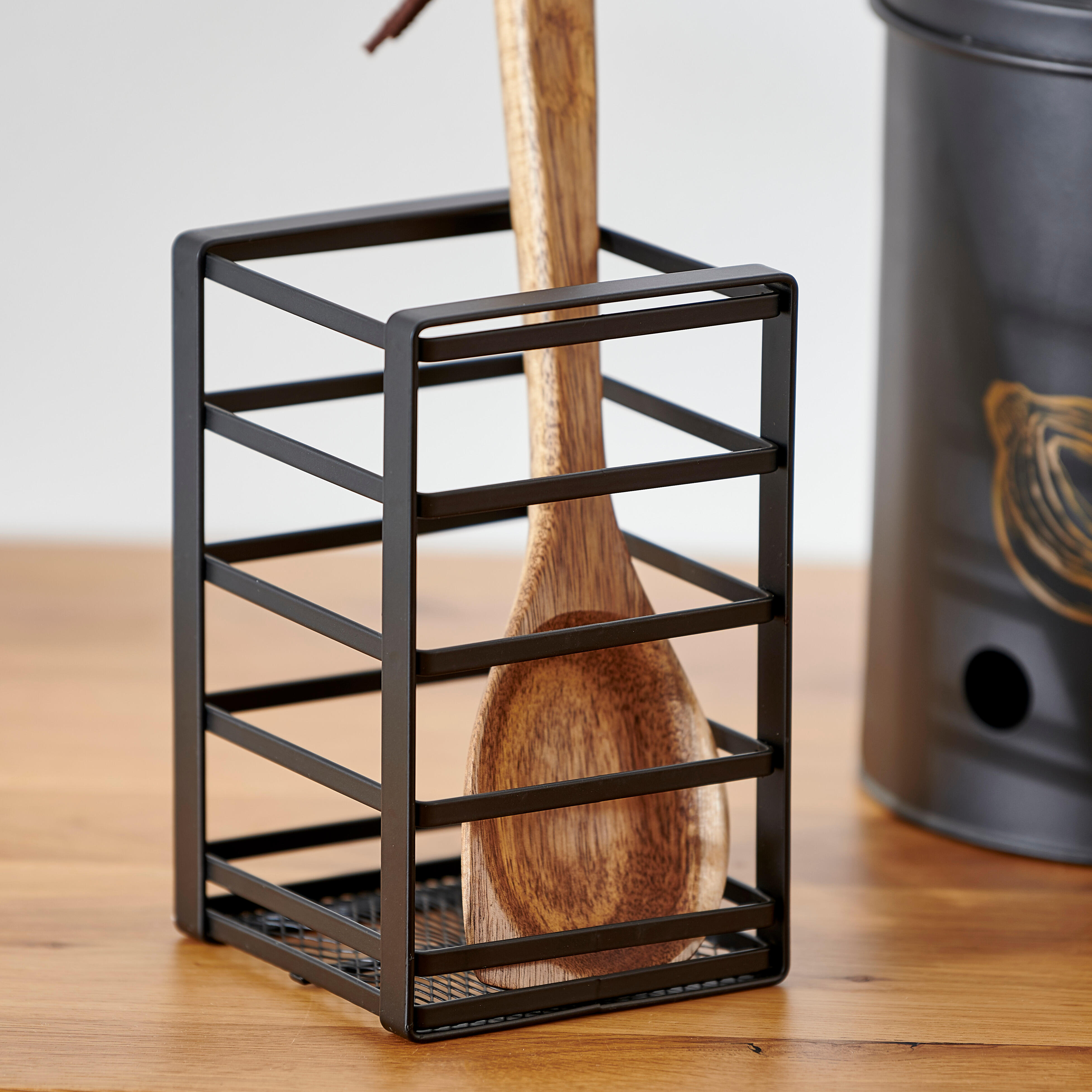 INDUSTRIA Keukenhulpjeshouder zwartH 16,5 x B 10 x D 10 cm - CASA