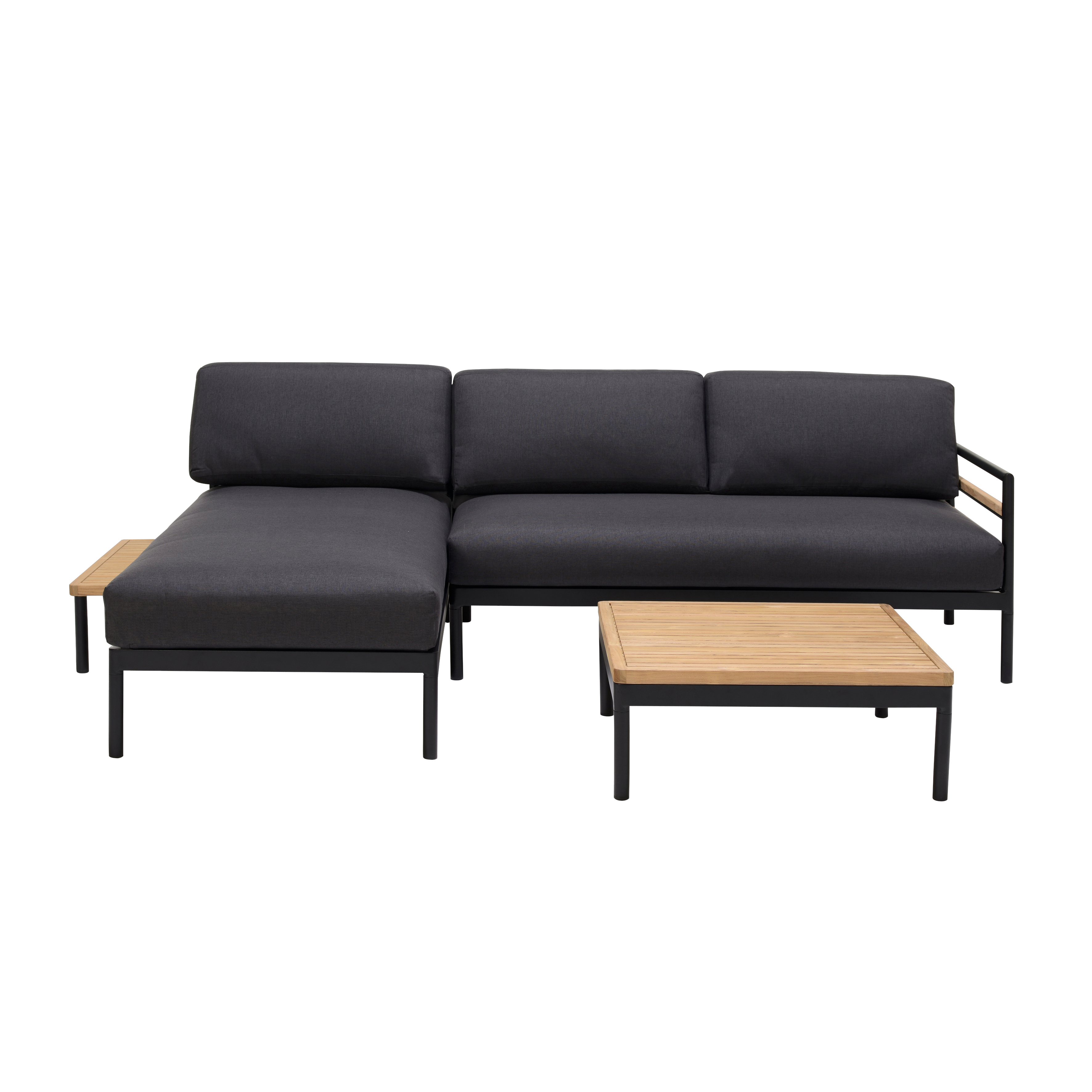 HANNA Lounge teak bank zwartH 59 x B 150,9 x D 77,2 cm