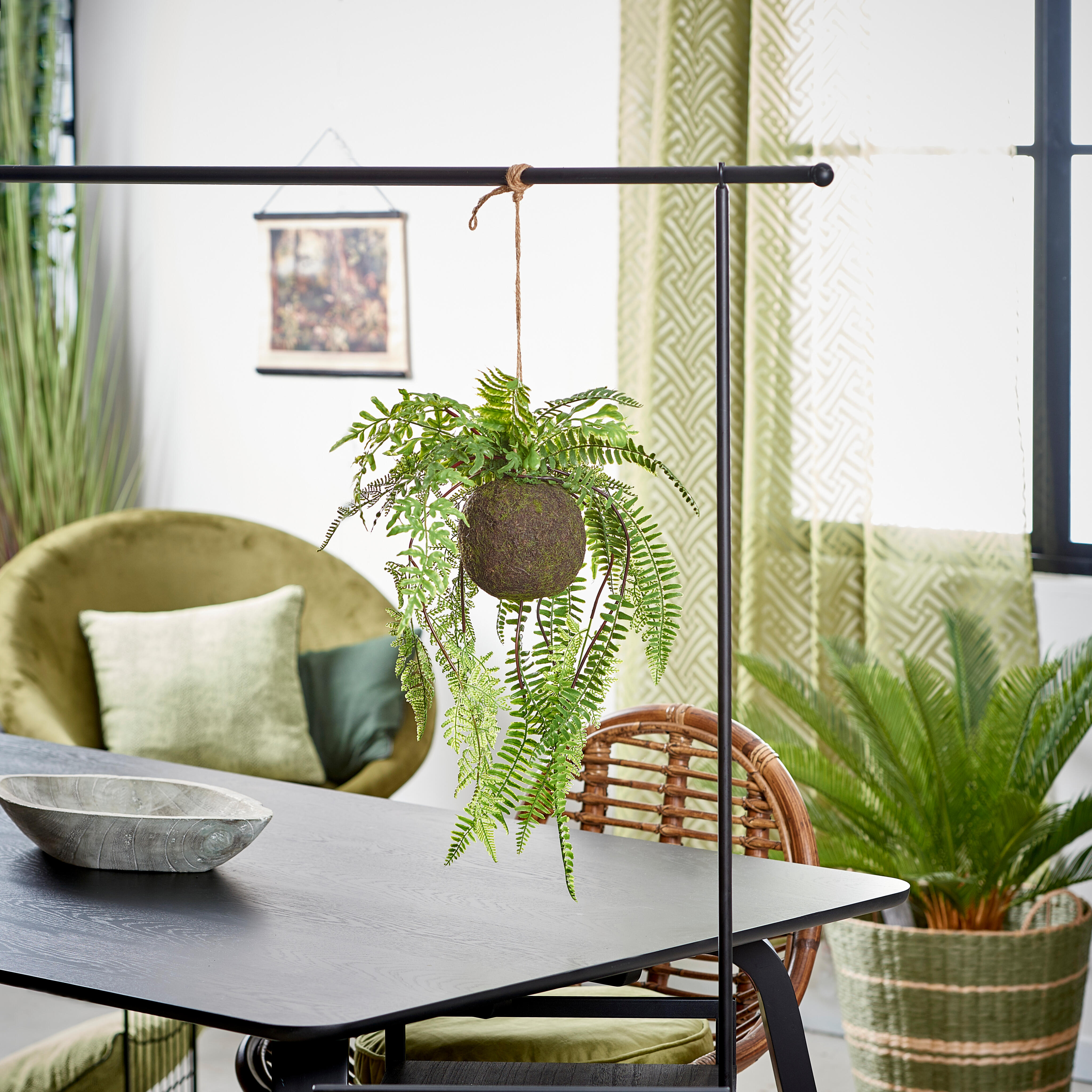 GREENERY Hangpot met varen groenH 22 cm - Ø 33 cm