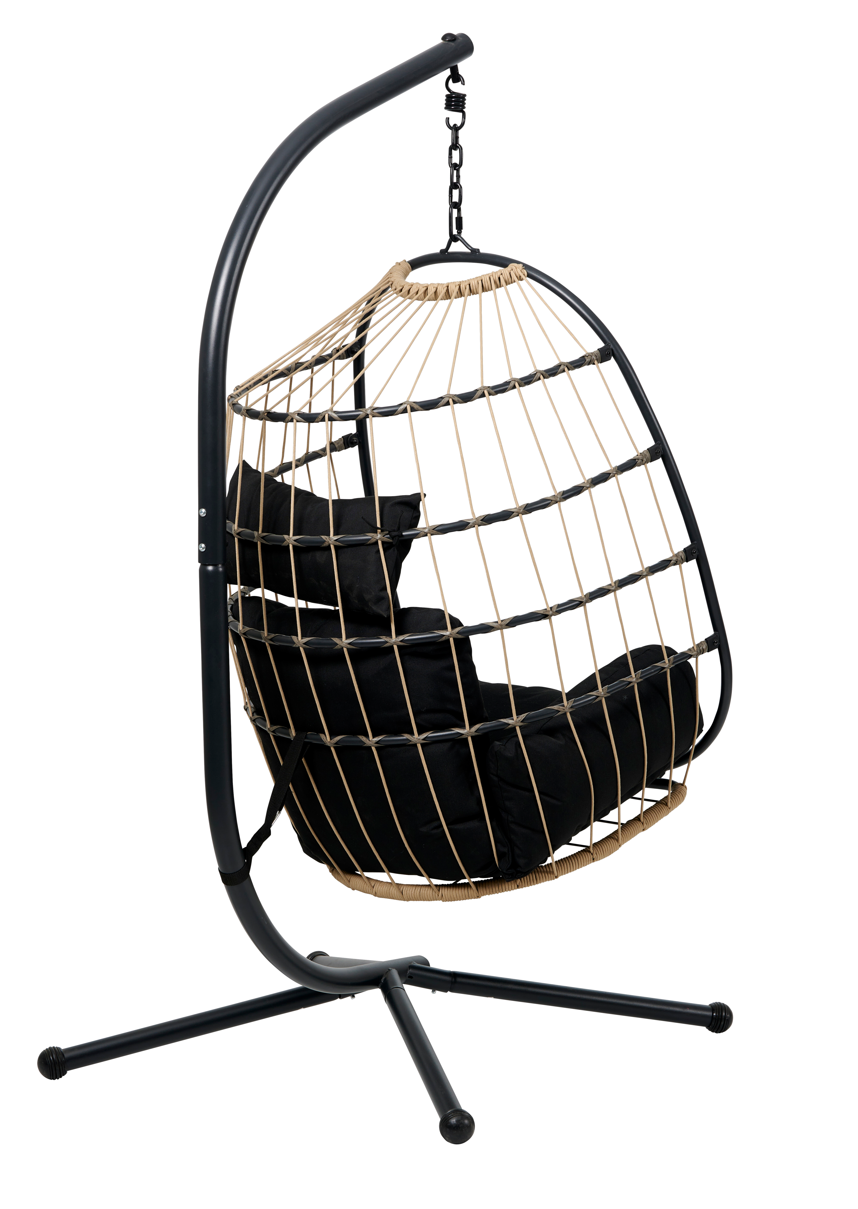 BAZAI Hangstoel met staander zwartH 190 x B 110 x D 96 cm