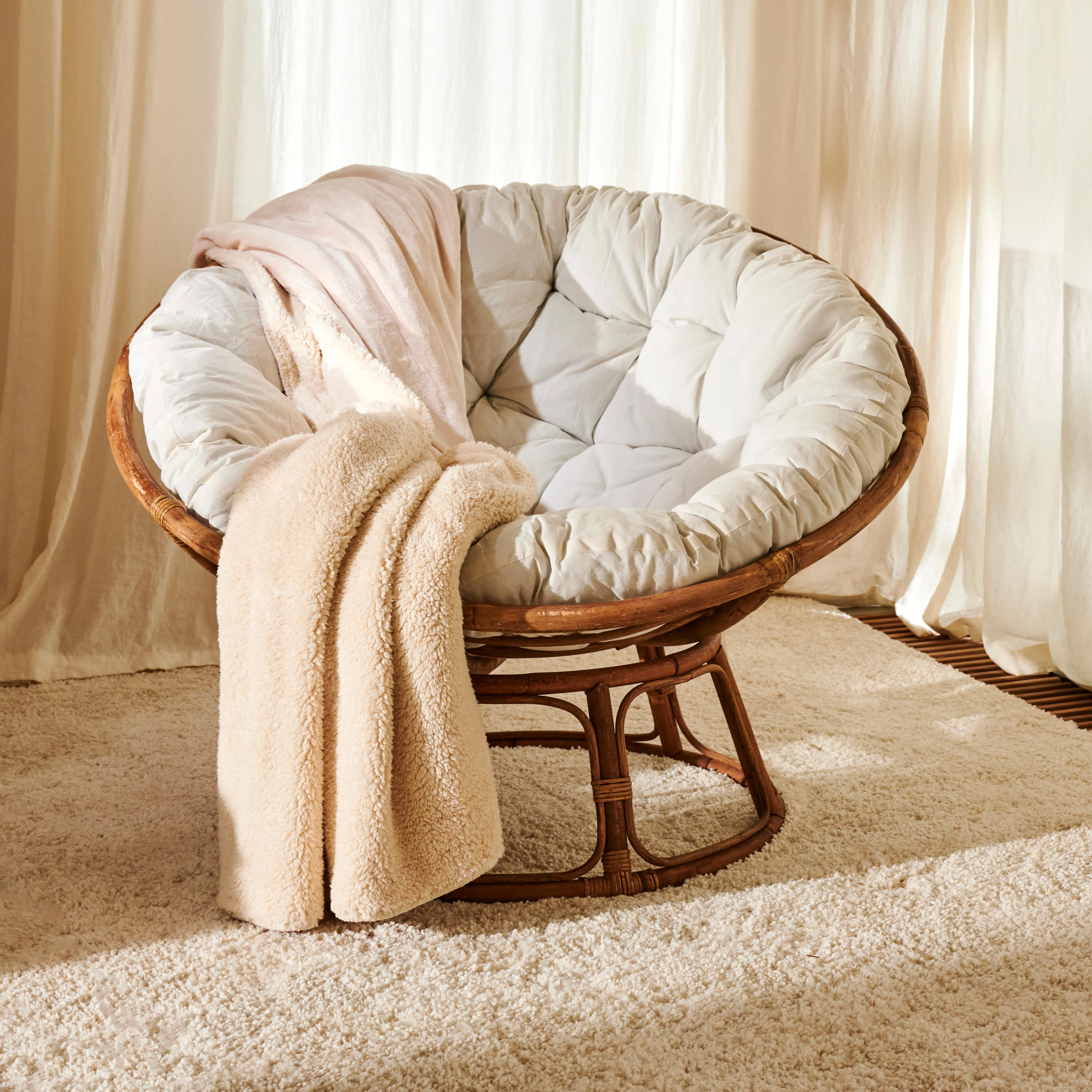 PAPASAN Lounge stoel naturel, gebroken witH 85 x B 102 x D 110 cm - Ø 113 cm
