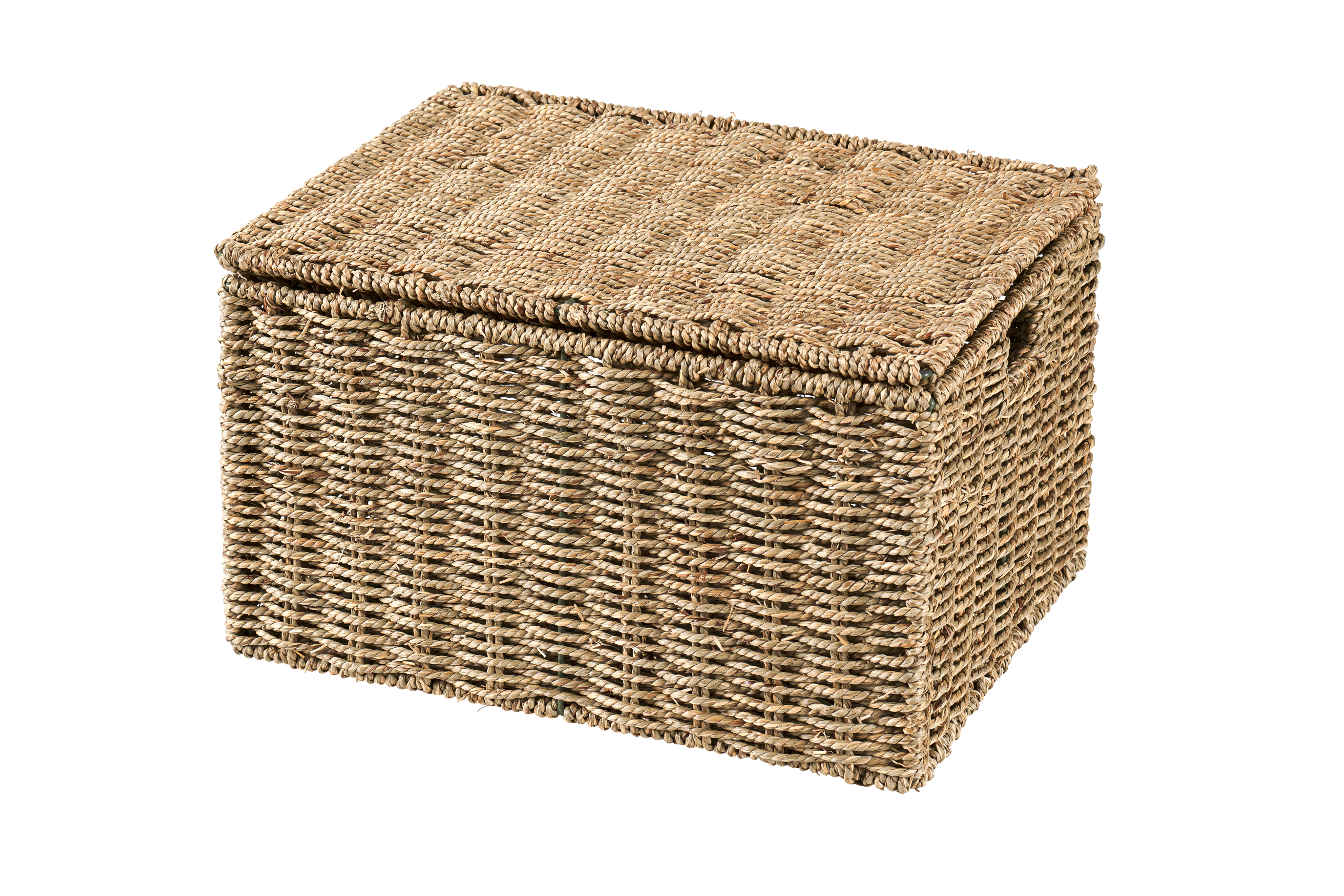SEAGRASS Opbergmand L met deksel naturelH 23,5 x B 42 x D 31 cm