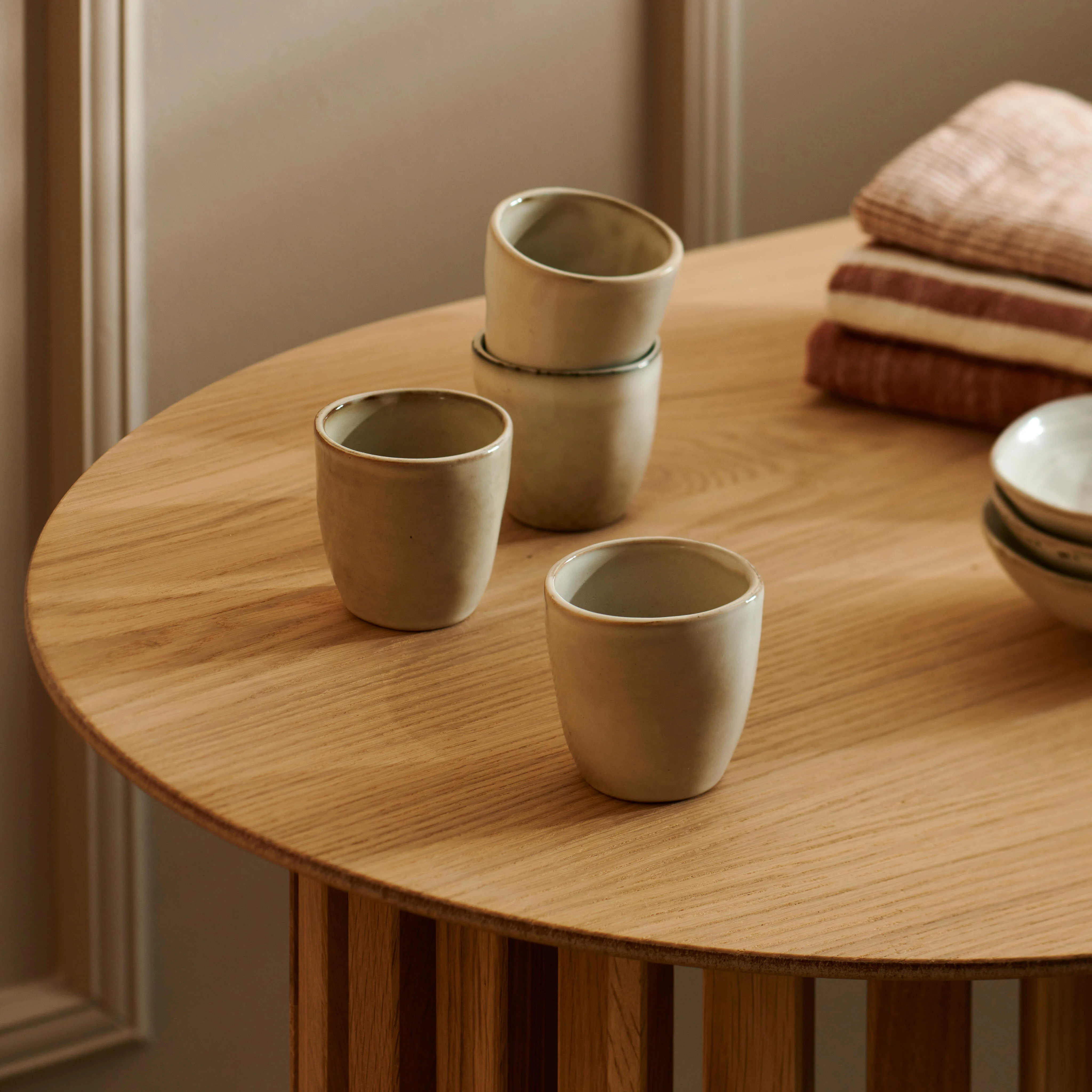 EARTH MARL Mok 10 CL crème - set van 4 H 6 cm - Ø 6 cm