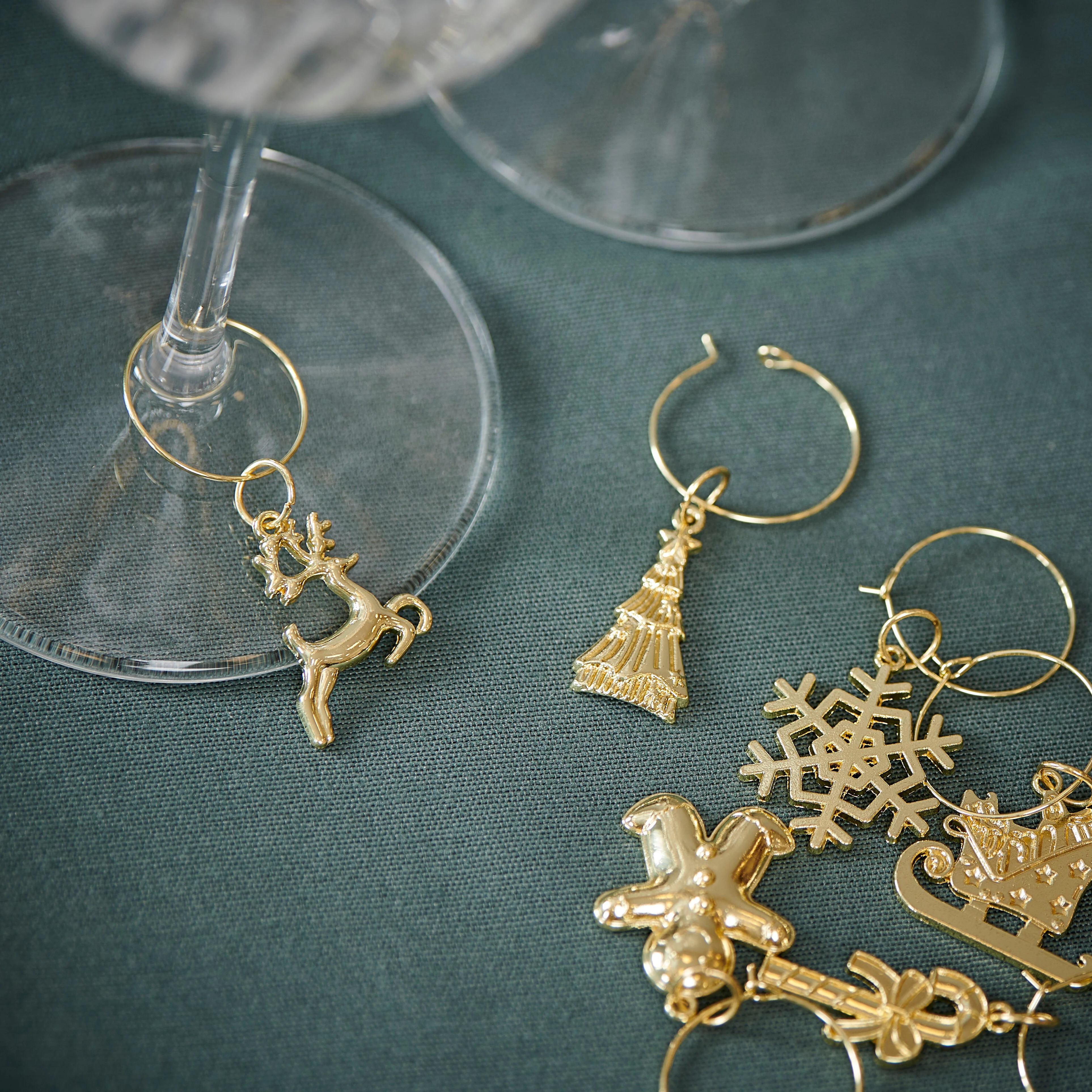 X-MAS GLAM Glasmarkers set van 6 goudL 5,5 cm