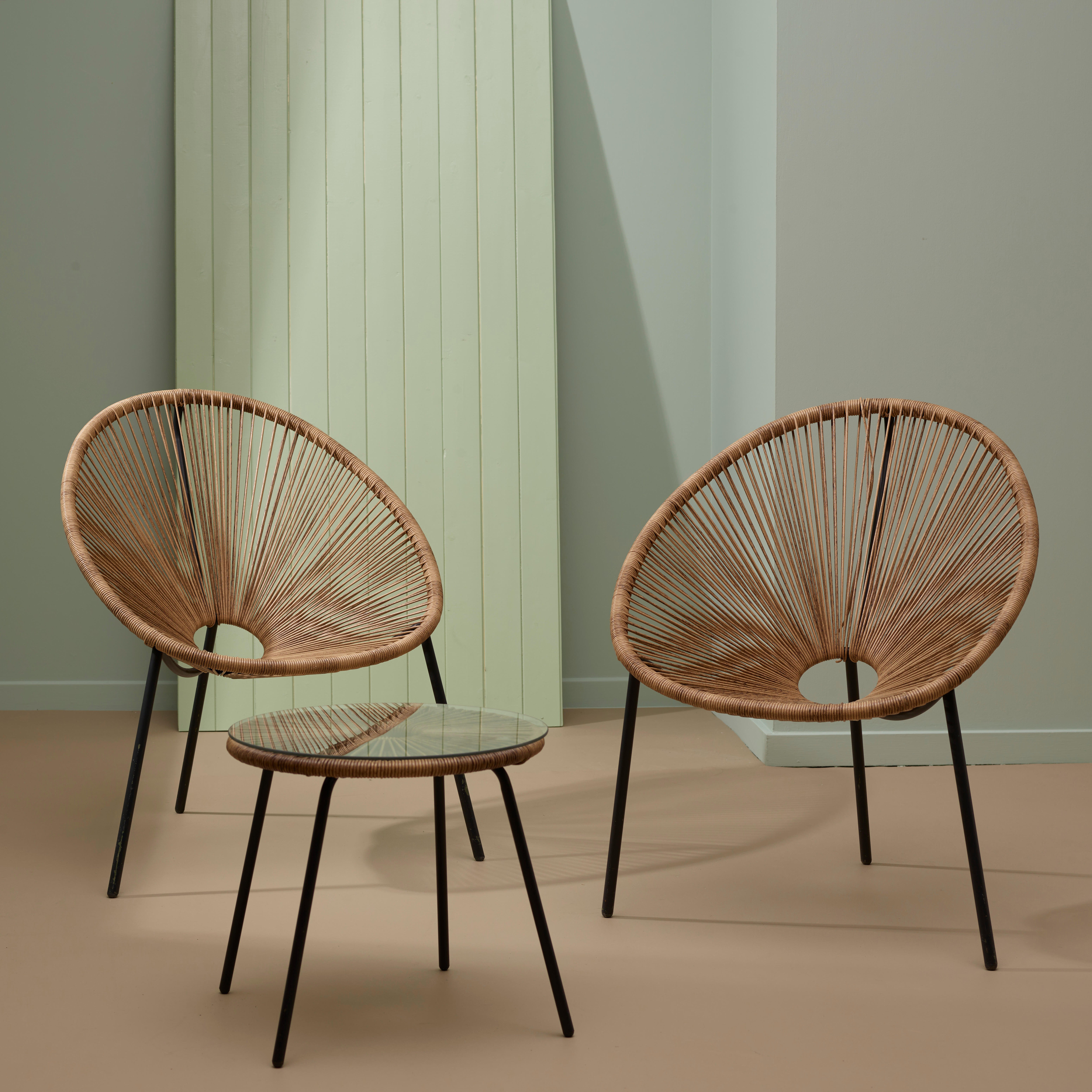 ACAPULCO Loungeset naturel2 Loungestoelen met loungetafel - CASA