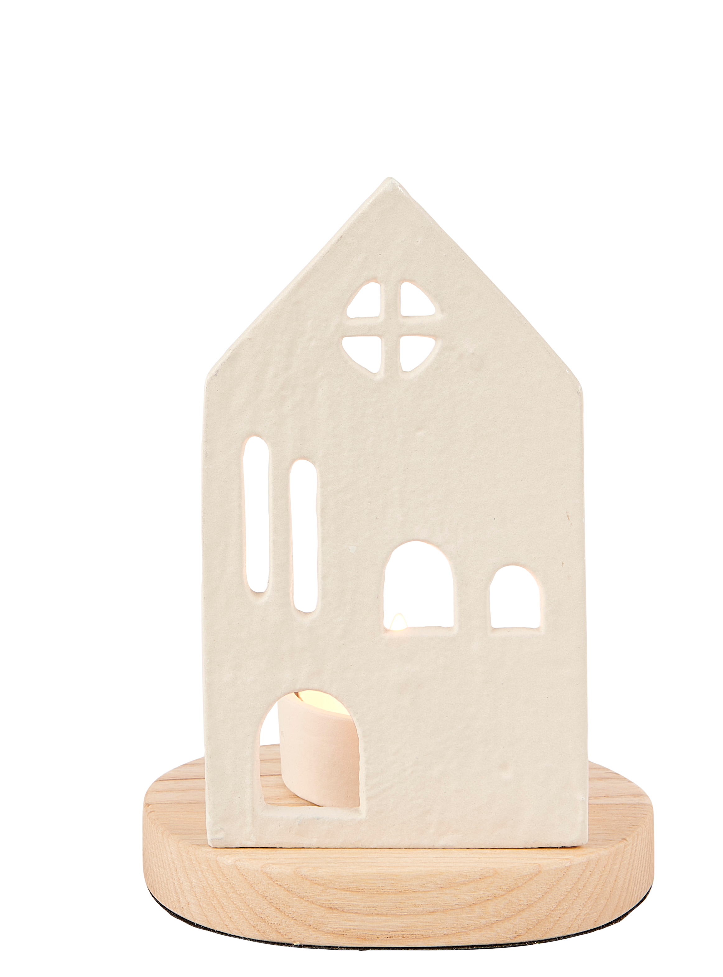 HOME Theelichthouder wit, naturelH 14,5 x B 10 x D 8 cm