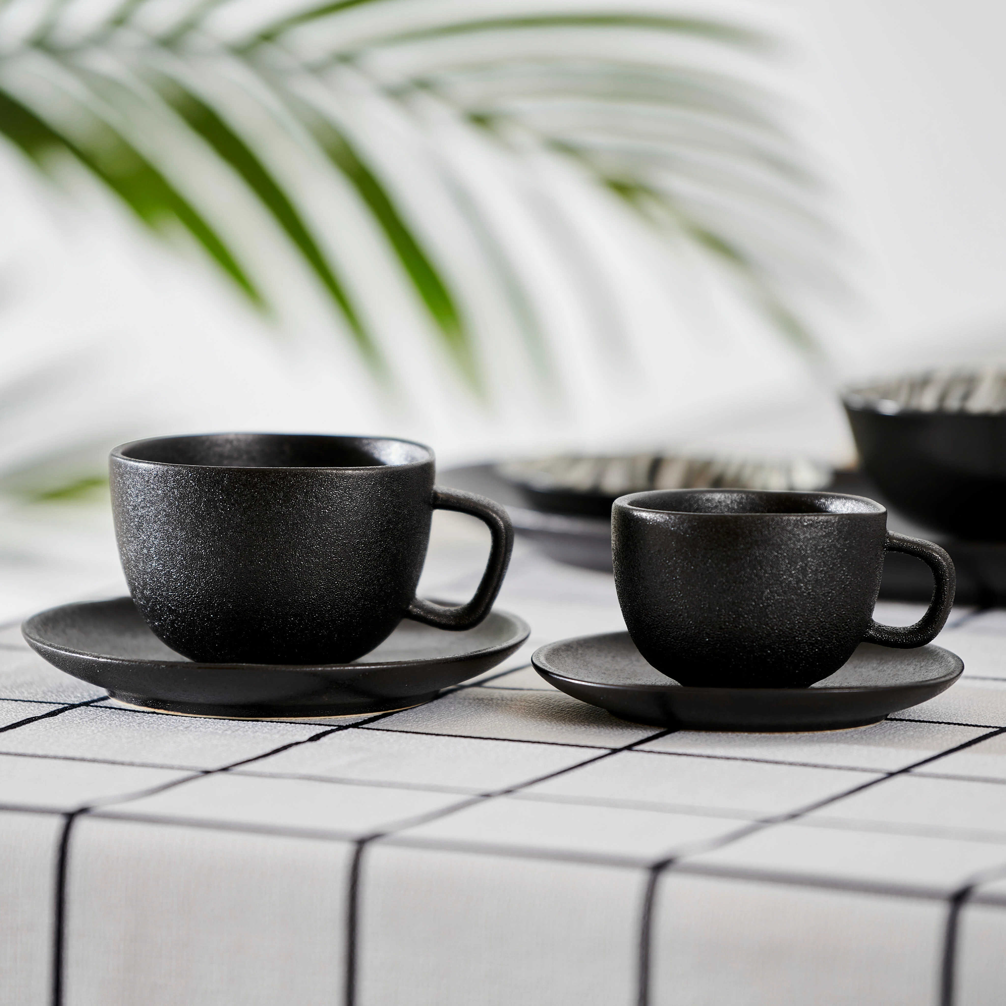 MAGMA Kop & schotel espresso 11 CL zwart - set van 6 H 5,5 cm - Ø 7 cm