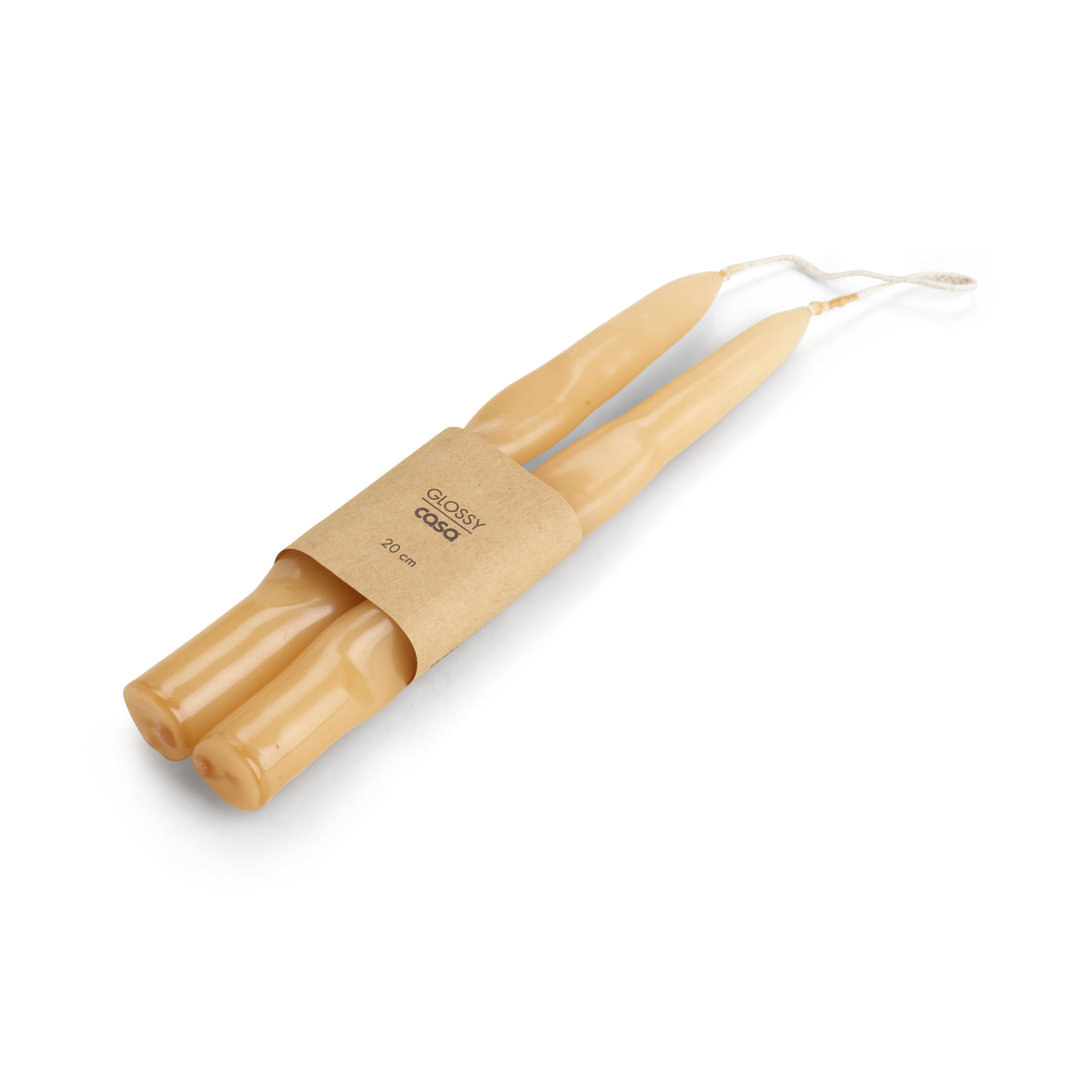 GLOSSY Kaars S/2 beigeH 20 cm