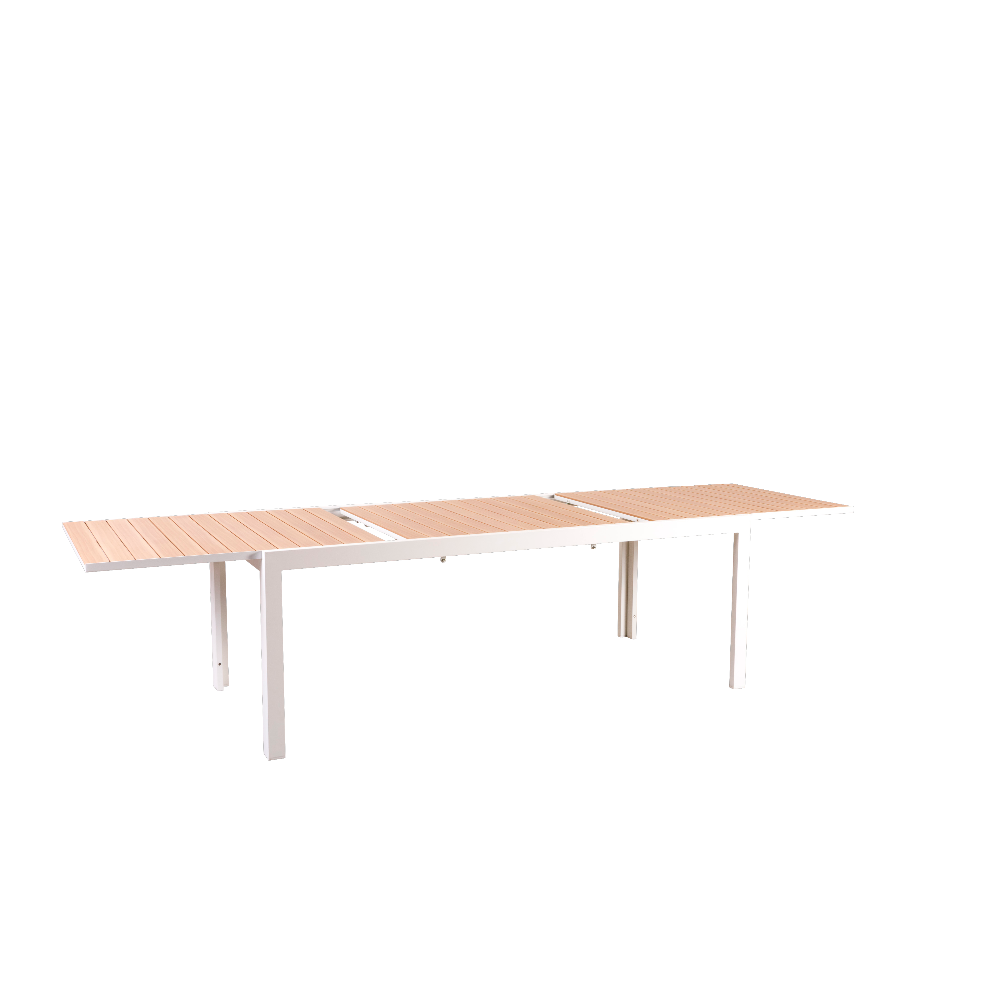 ETHAN Tafel uittrekbaar wit, naturelH 76 x B 205 x D 95 cm