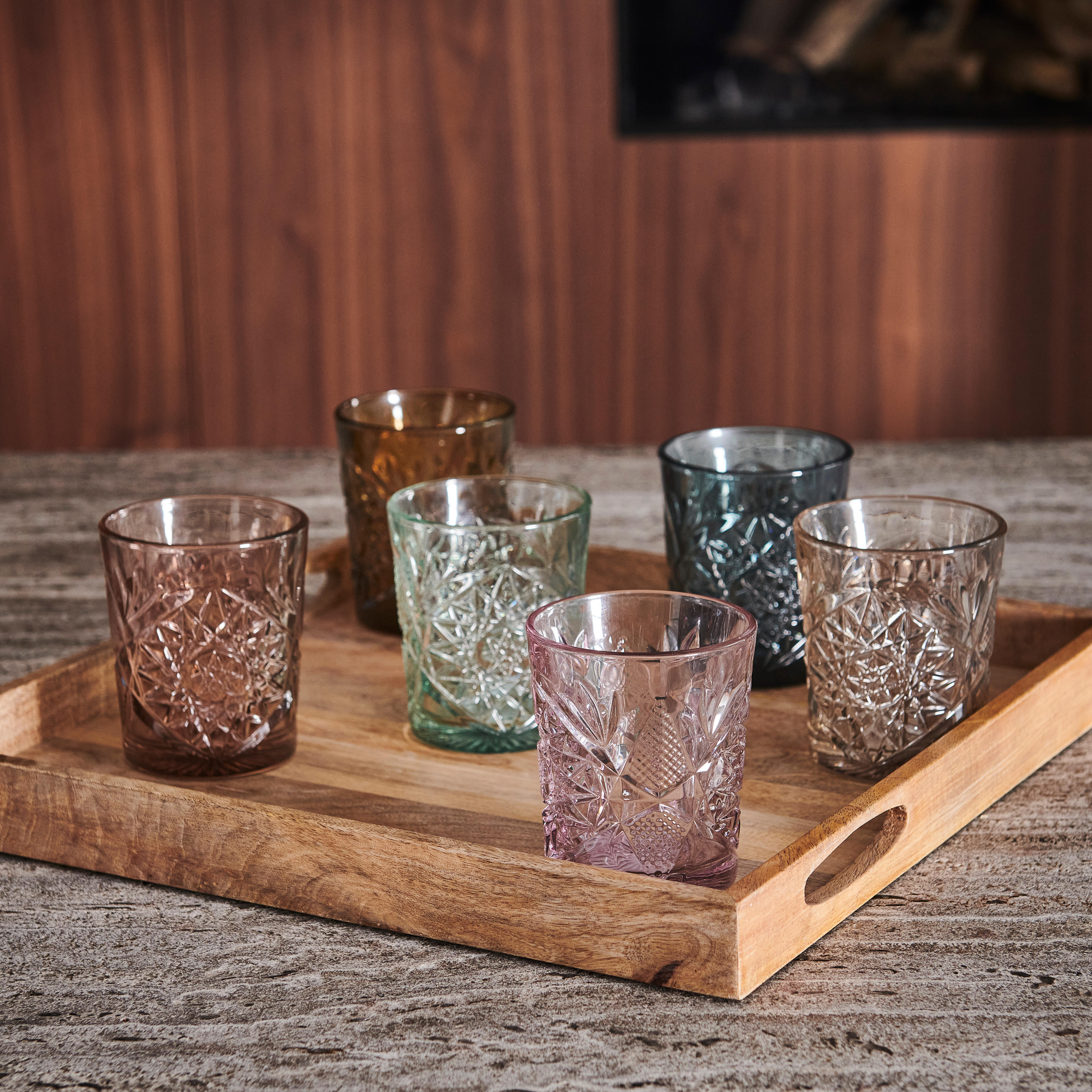 HOBSTAR Glas 35 CL geel - set van 6 H 10,3 cm - Ø 8,9 cm