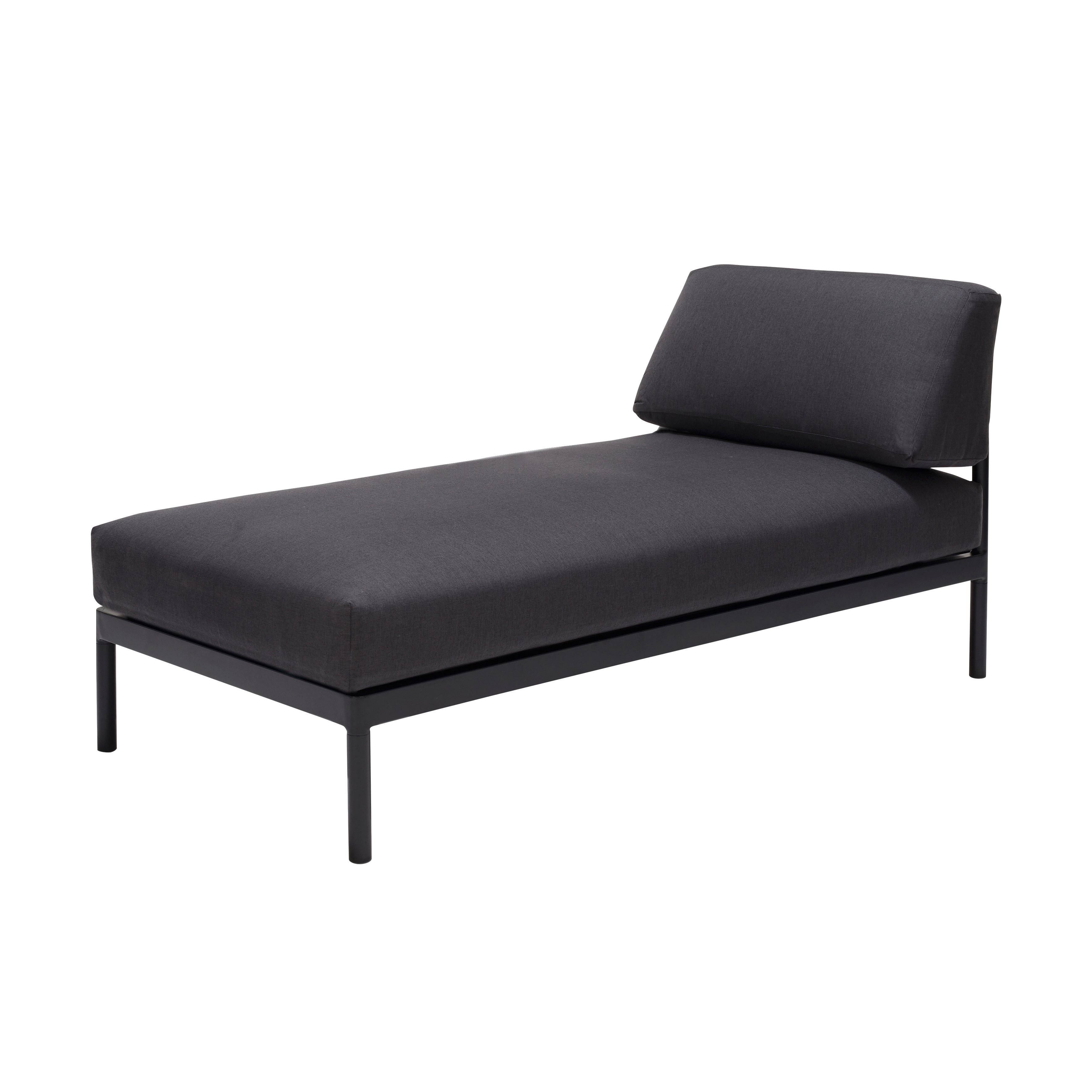 HANNA Lounge teak ligbed zwartH 59 x B 73,8 x L 150,9 cm
