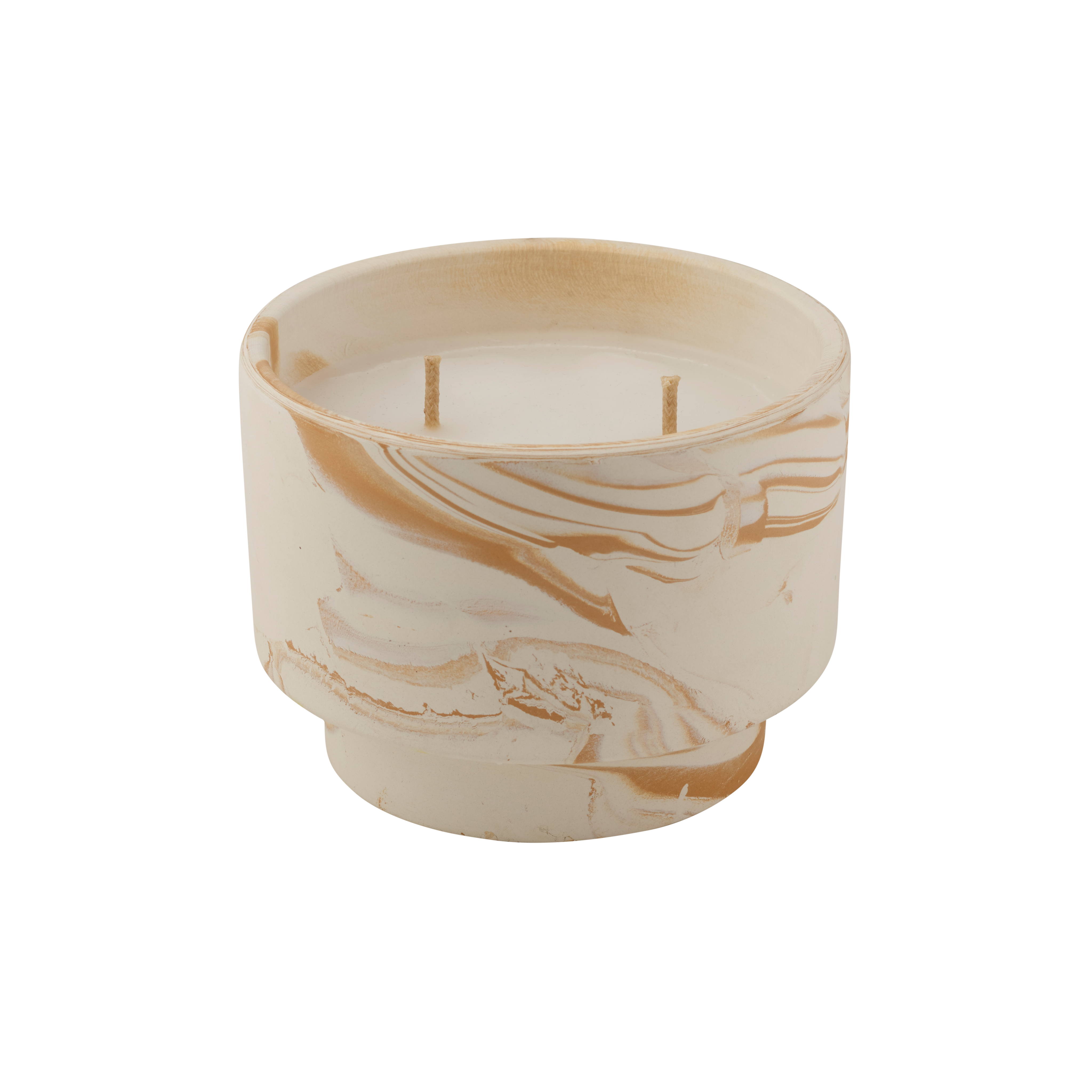 MARBLE Buitenkaarsen wit, oranjeH 13 cm - Ø 17,5 cm - CASA