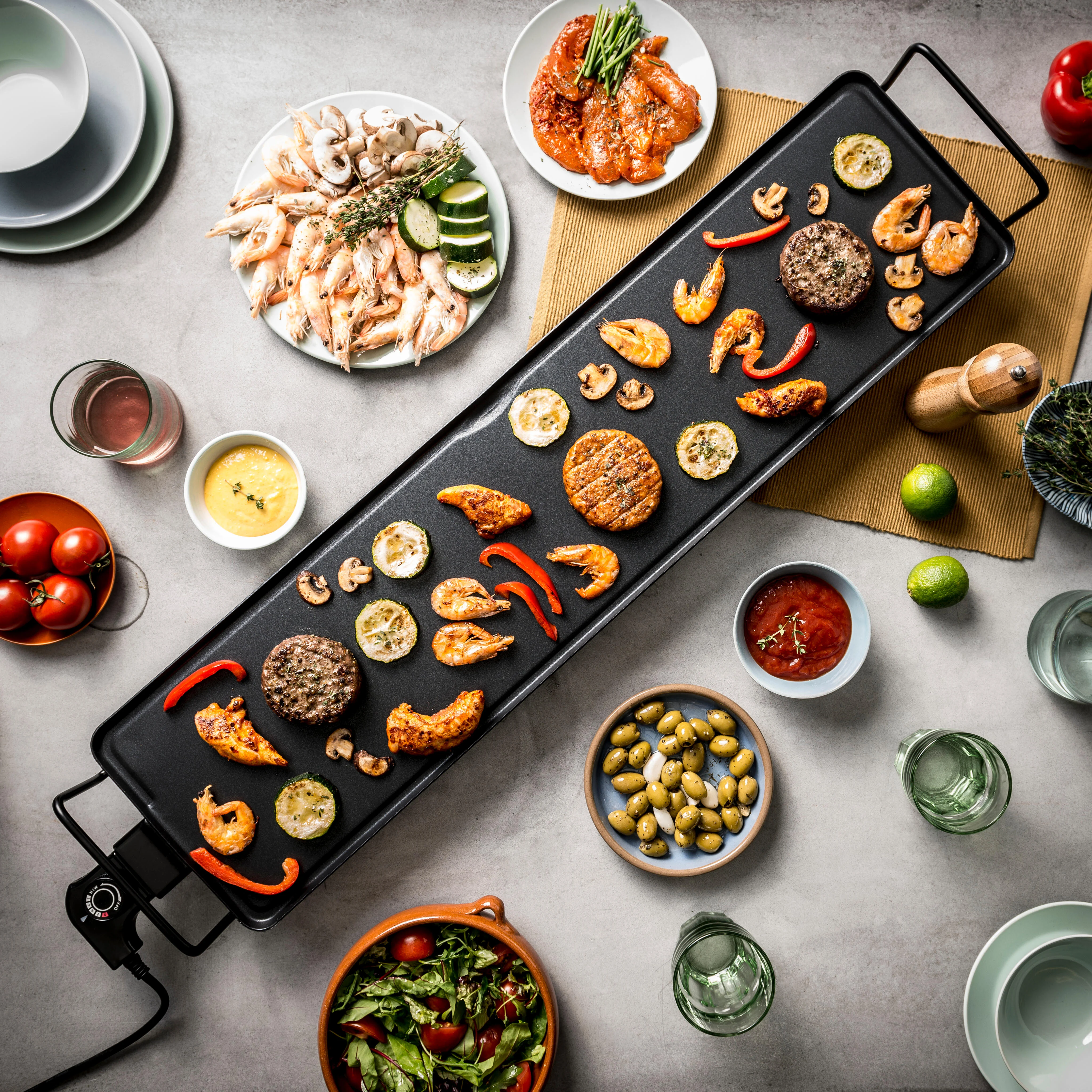 NEW PLANCHA Grillplaat XXXL zwartL 88 x D 22,5 cm