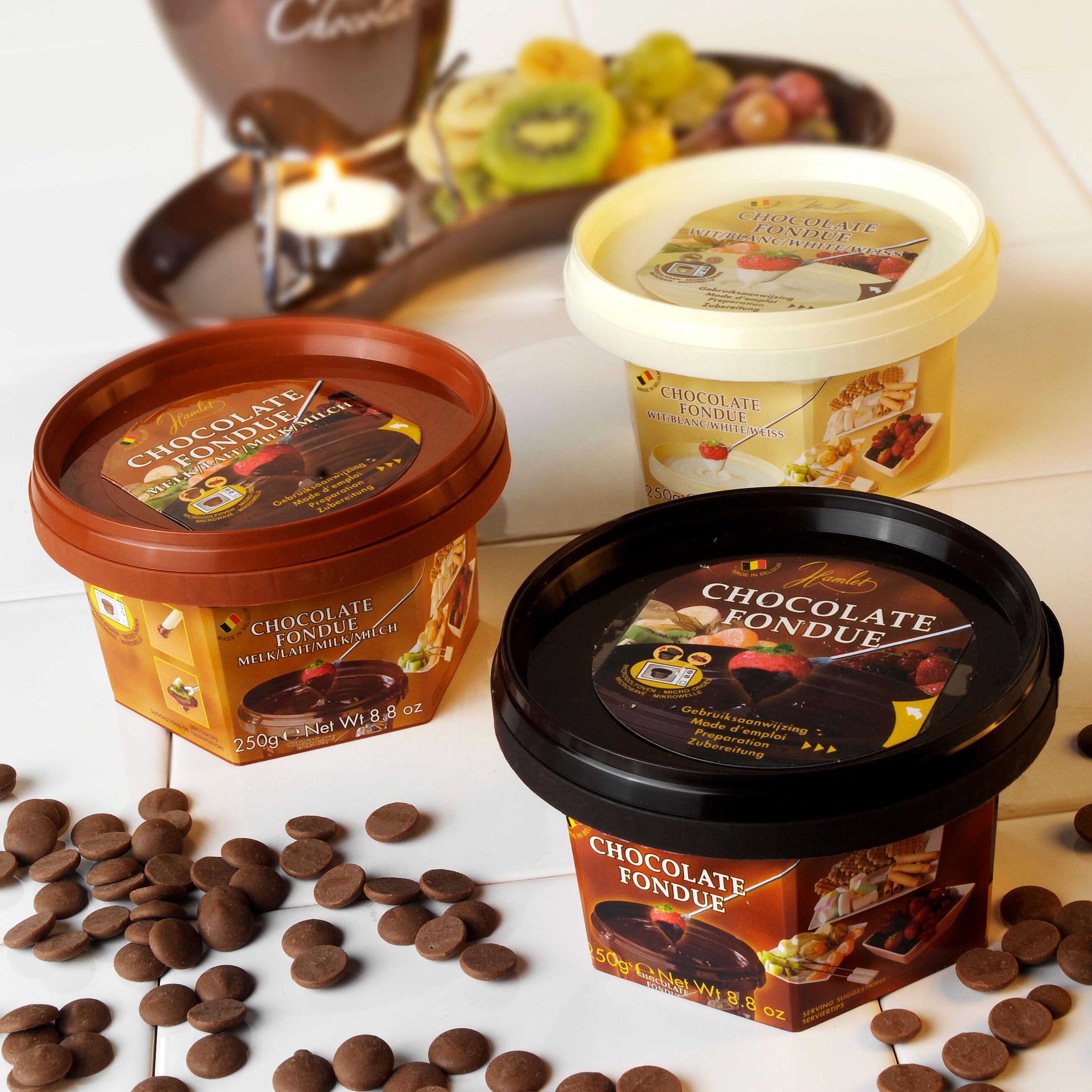 FONDUE Smeltchocolade 250g melkchocolade lichtbruinH 7 cm - Ø 11 cm