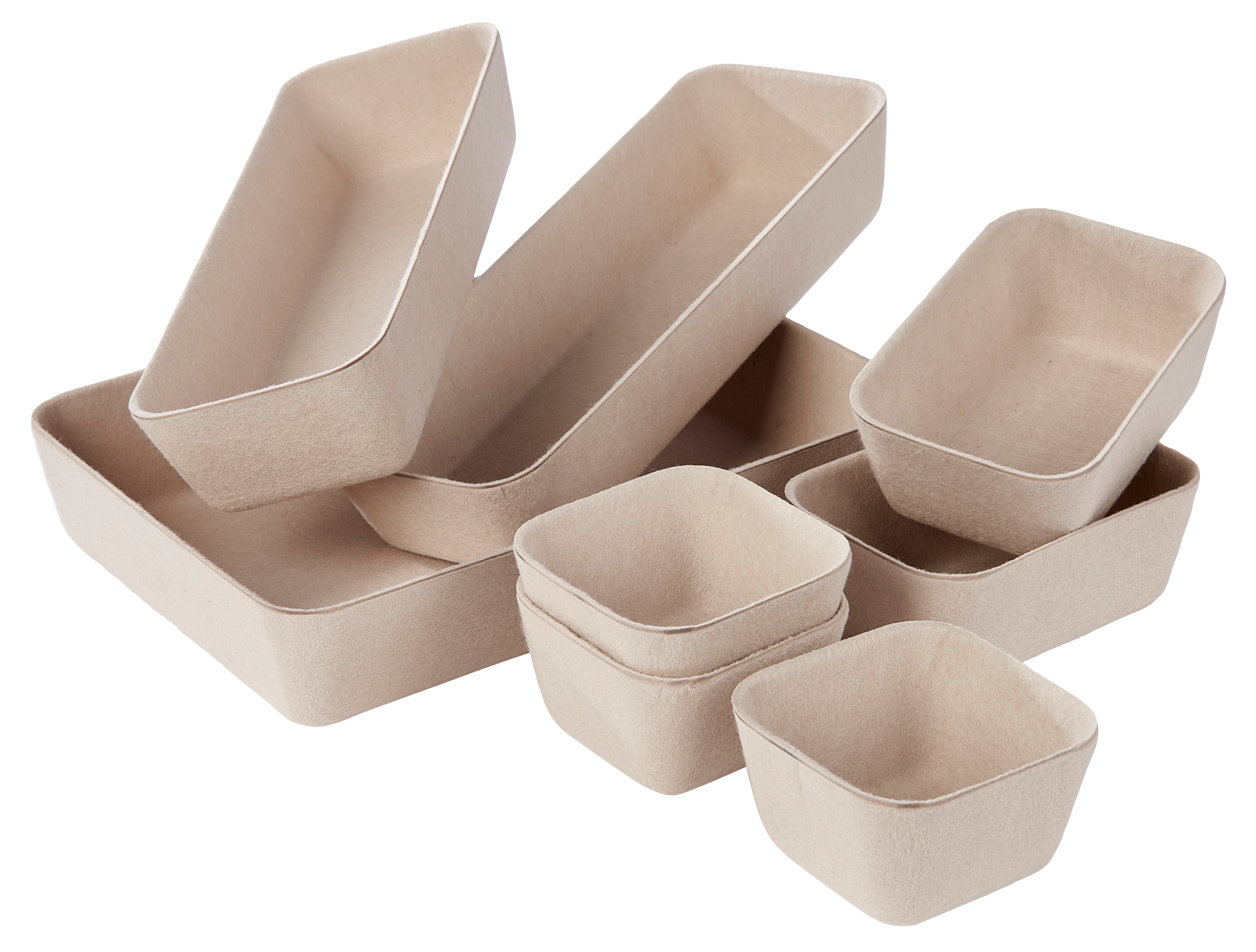 LINOSTORE Opbergmandjes voor lade beigeH 5,5 x B 27,5 x D 20 cm