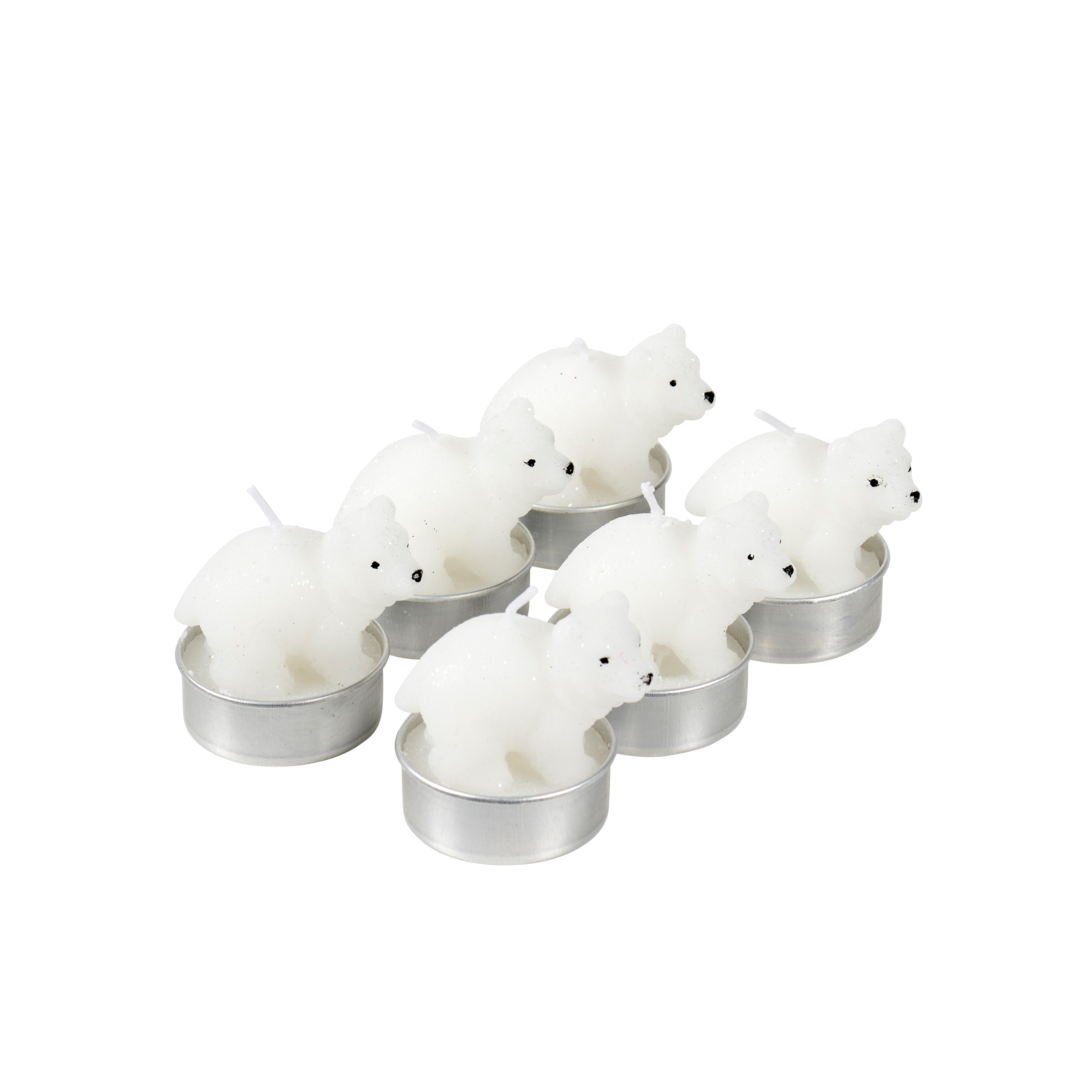POLA Theelichten ijsbeer set van 6 witH 4,5 cm - Ø 3,5 cm