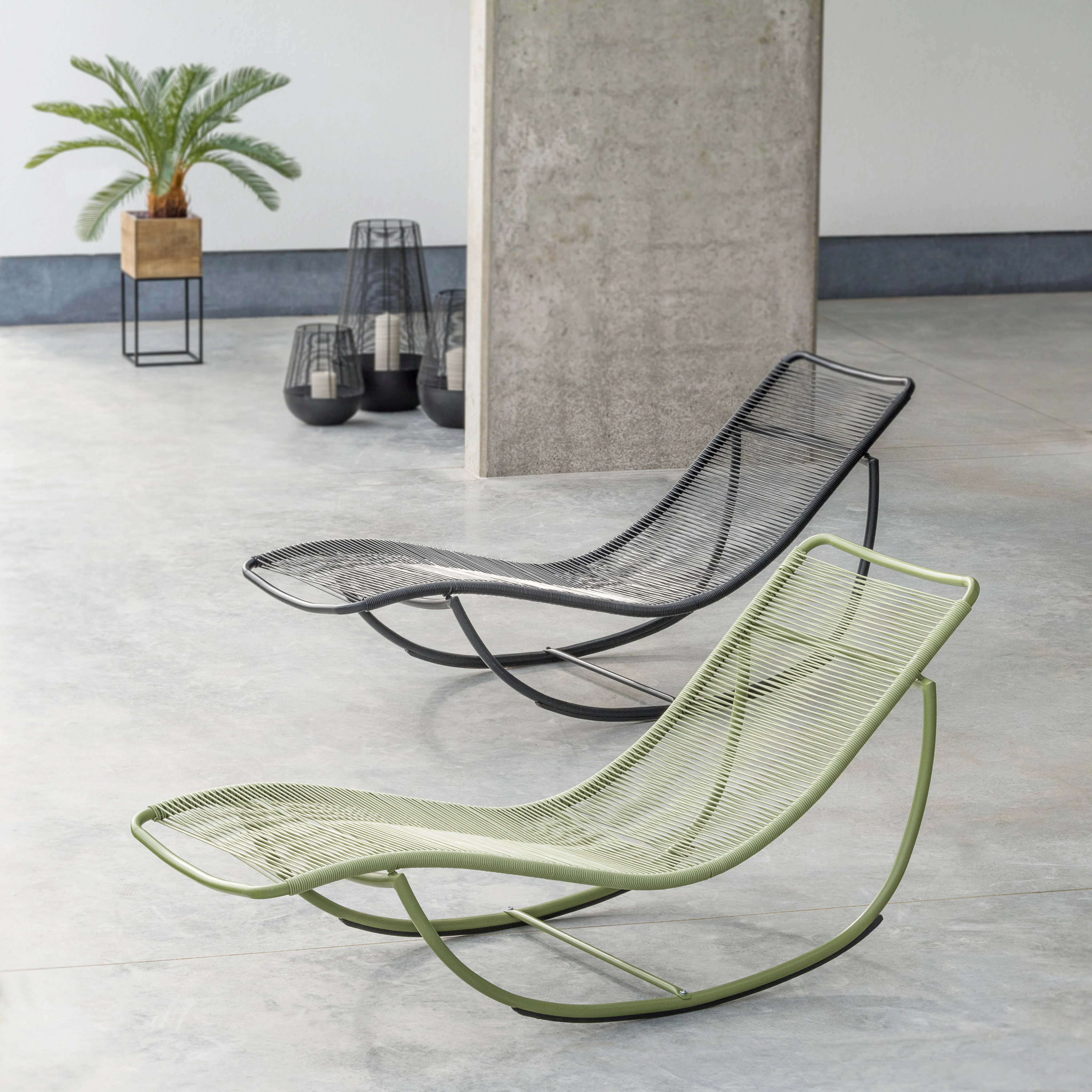 ACAPULCO Schommel ligbed zwartH 70,5 x B 62 x L 155 cm