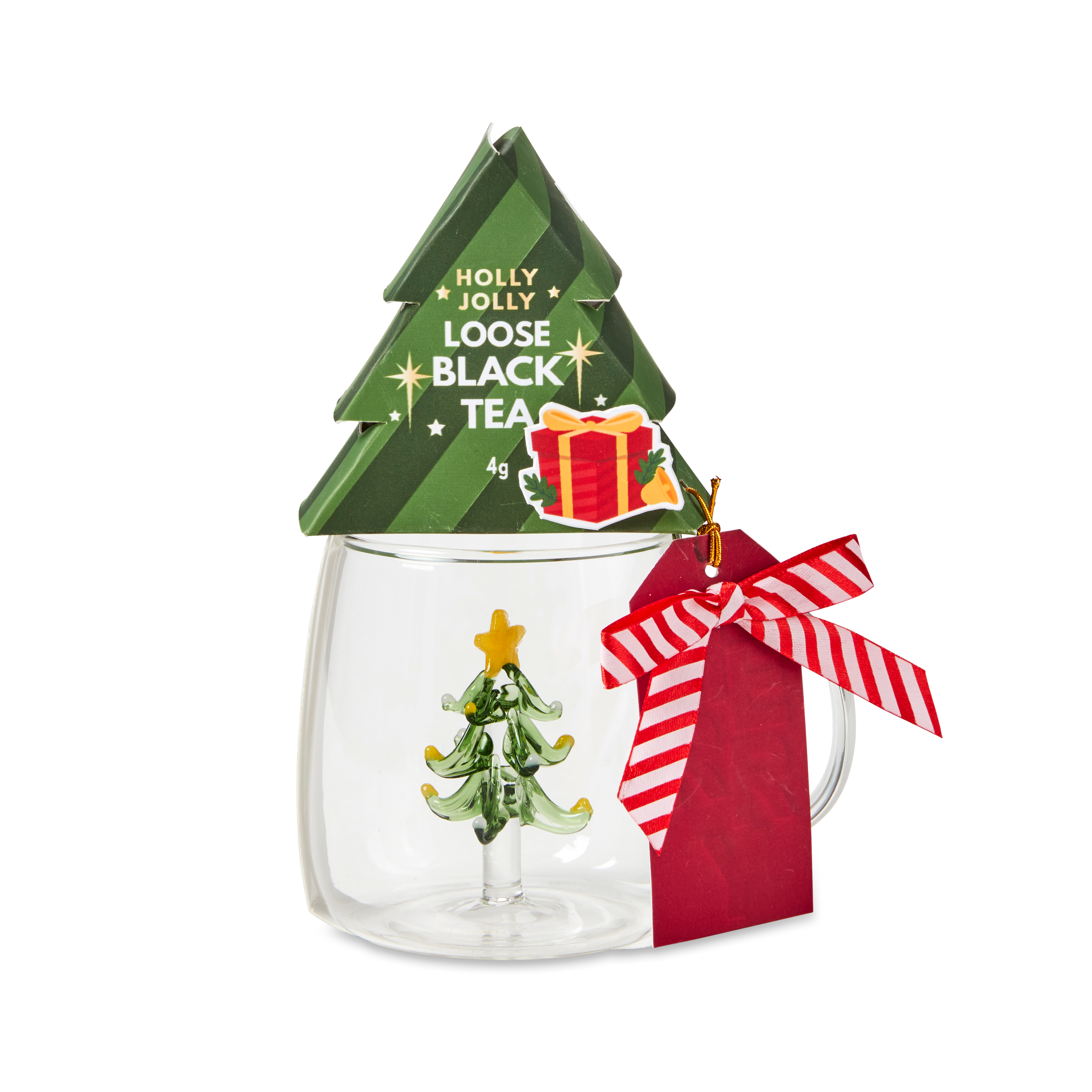 TEA TREE Cadeautas rood, transparant, donkergroen