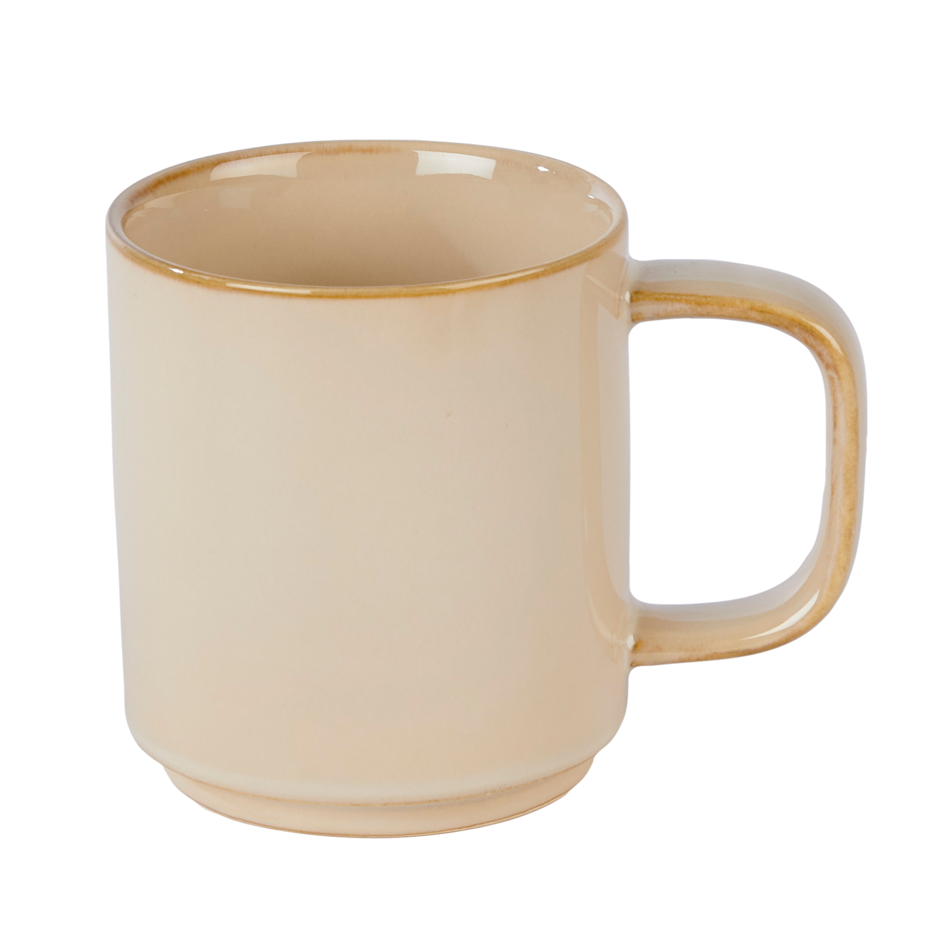 MINERAL SAND Mok met oor 30 CL beige - set van 4 H 8,5 cm - Ø 8 cm
