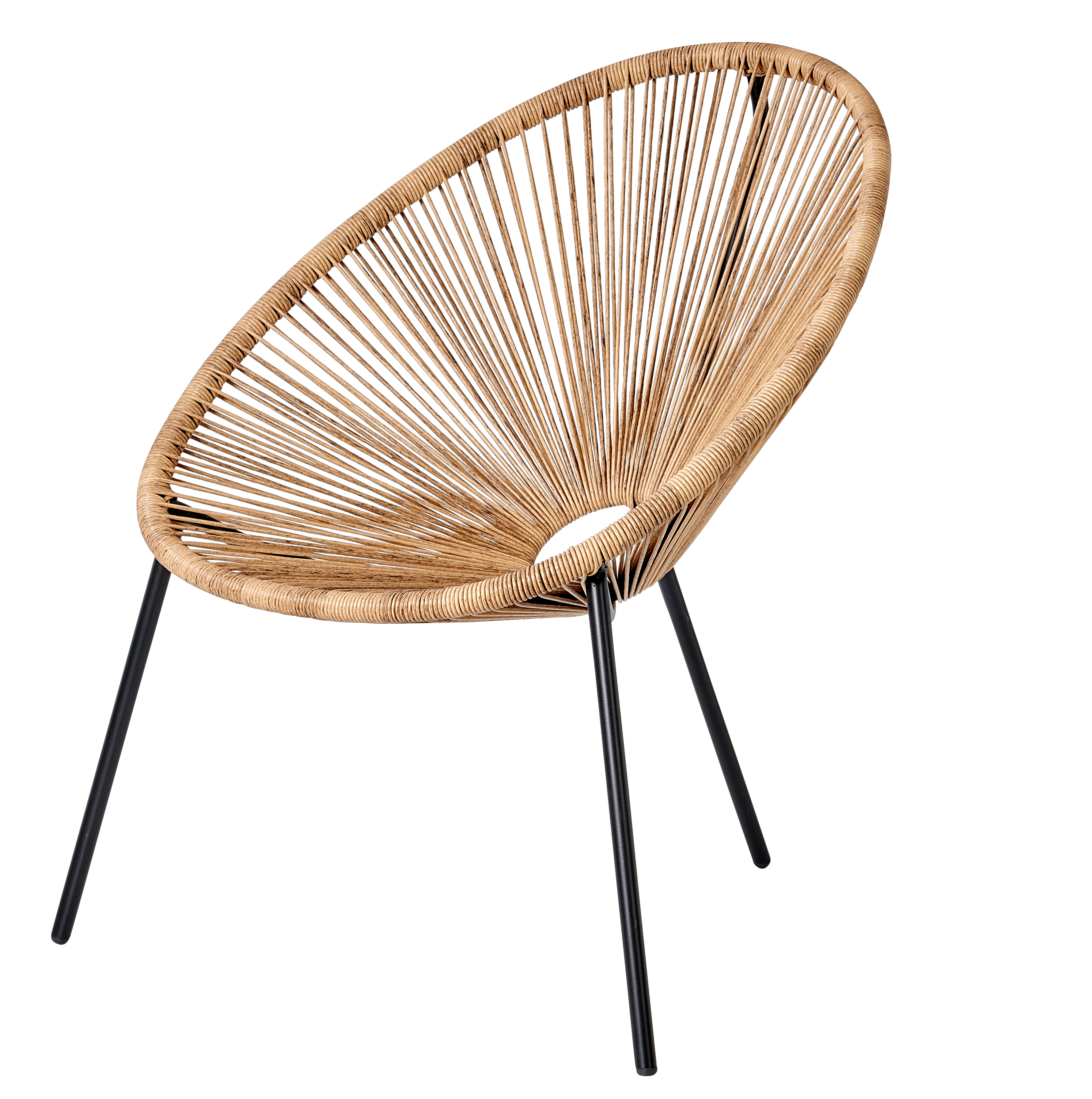 ACAPULCO Lounge stoel zwart, naturelH 82 x B 75 x D 69 cm - CASA