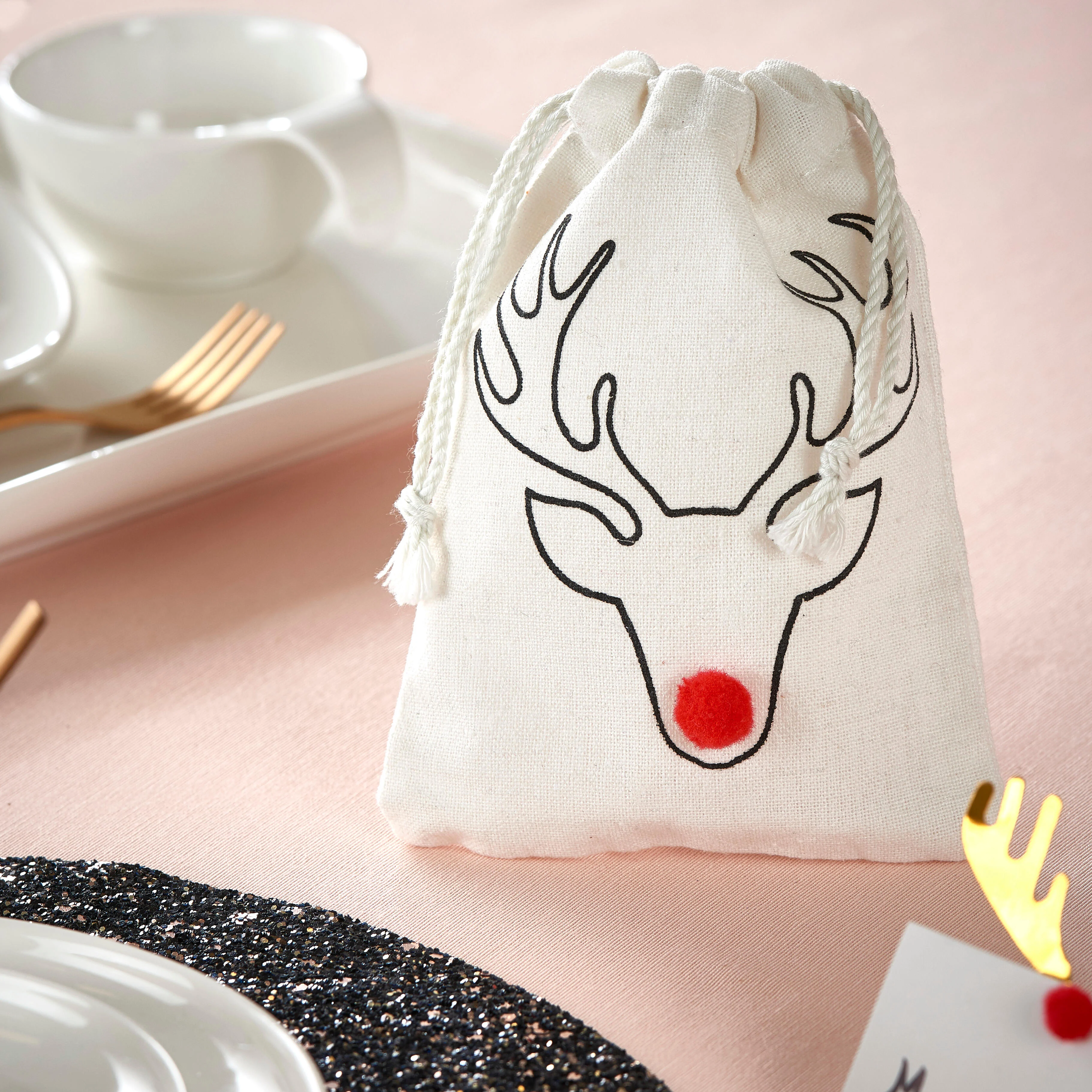 REINDEER  Zakje zwart, wit, roodB 11 x L 16 cm