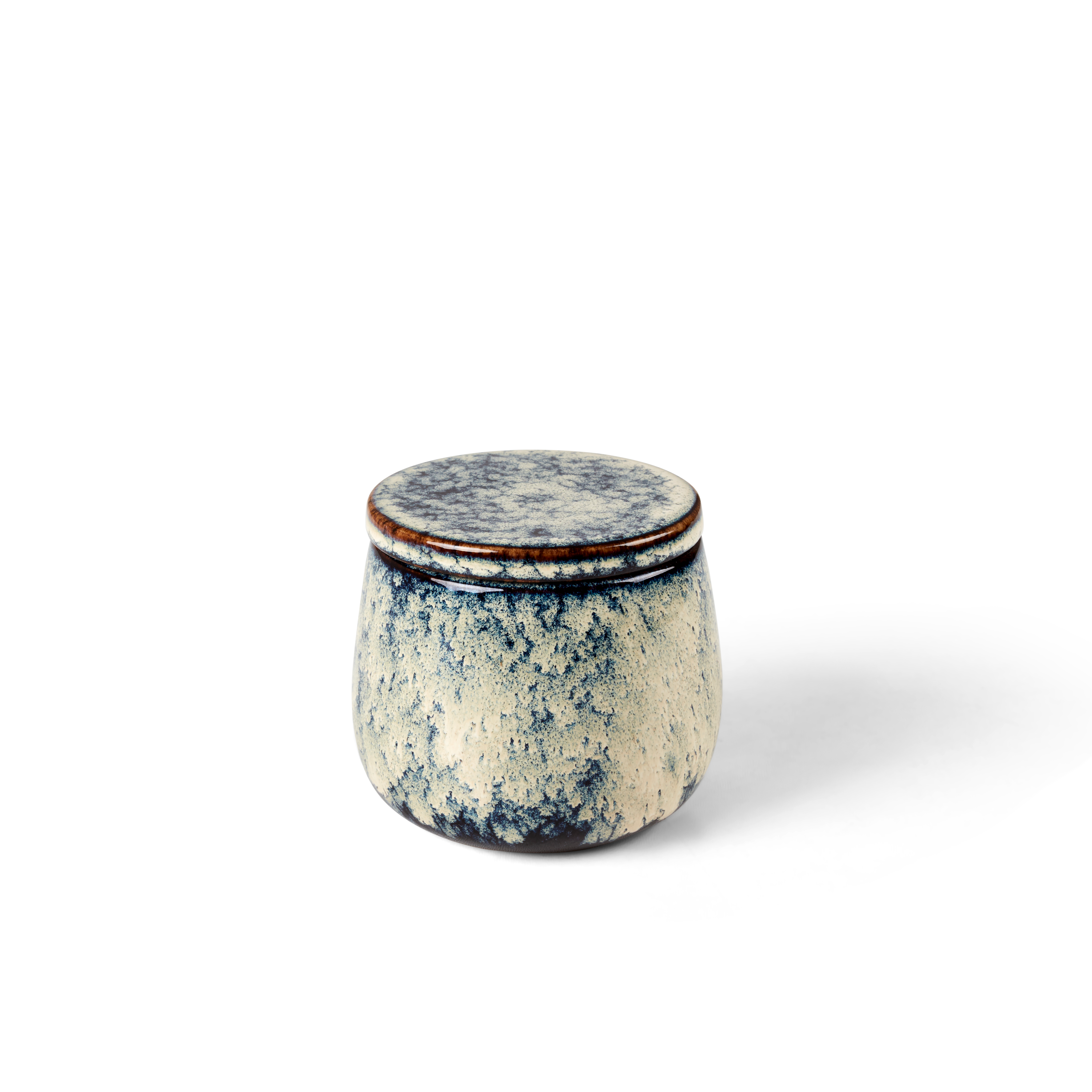 CERAMIC Kaars in pot blauwH 8 cm - Ø 9,5 cm