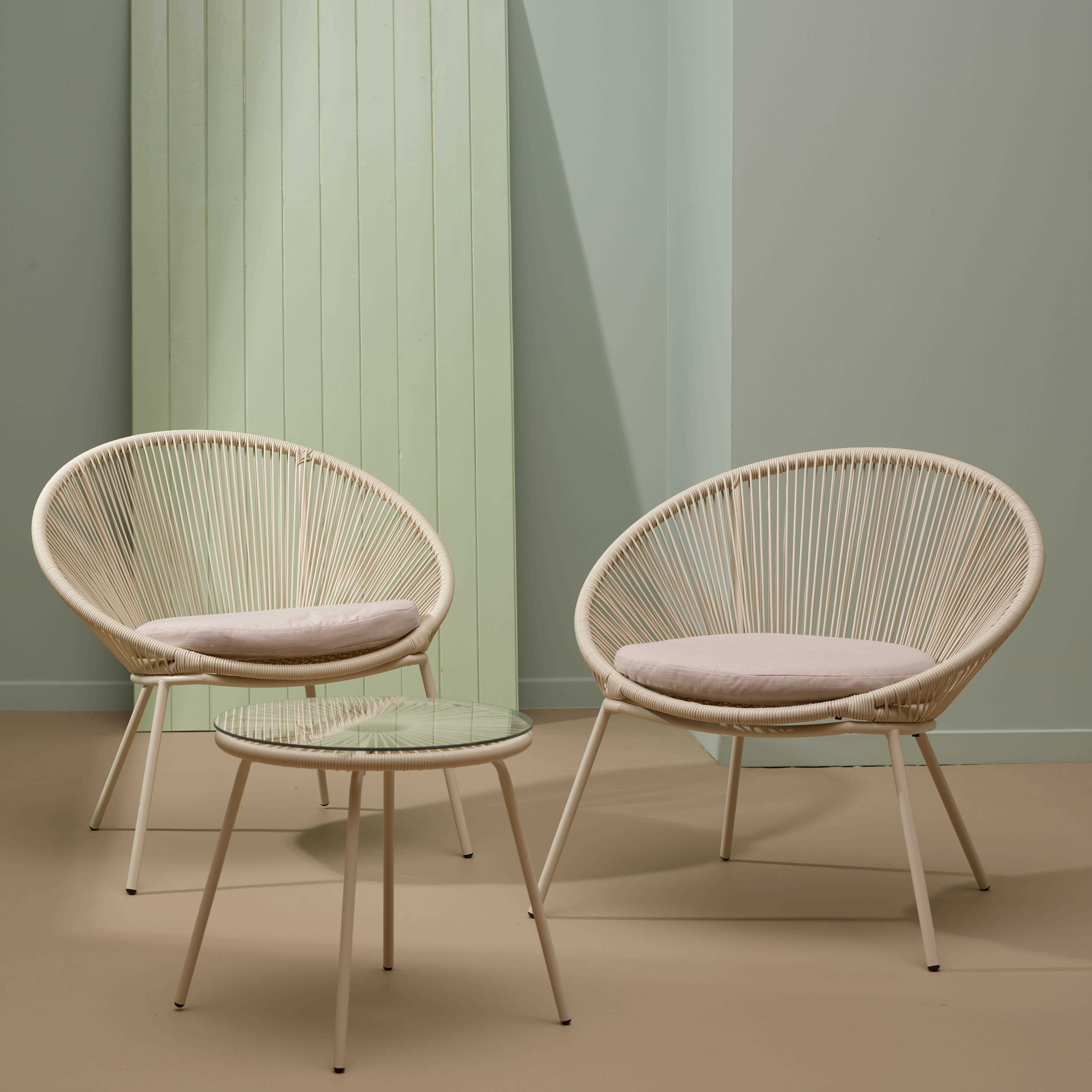 PAPAYO & ACAPULCO Loungeset zand 2 Loungestoelen met loungetafel