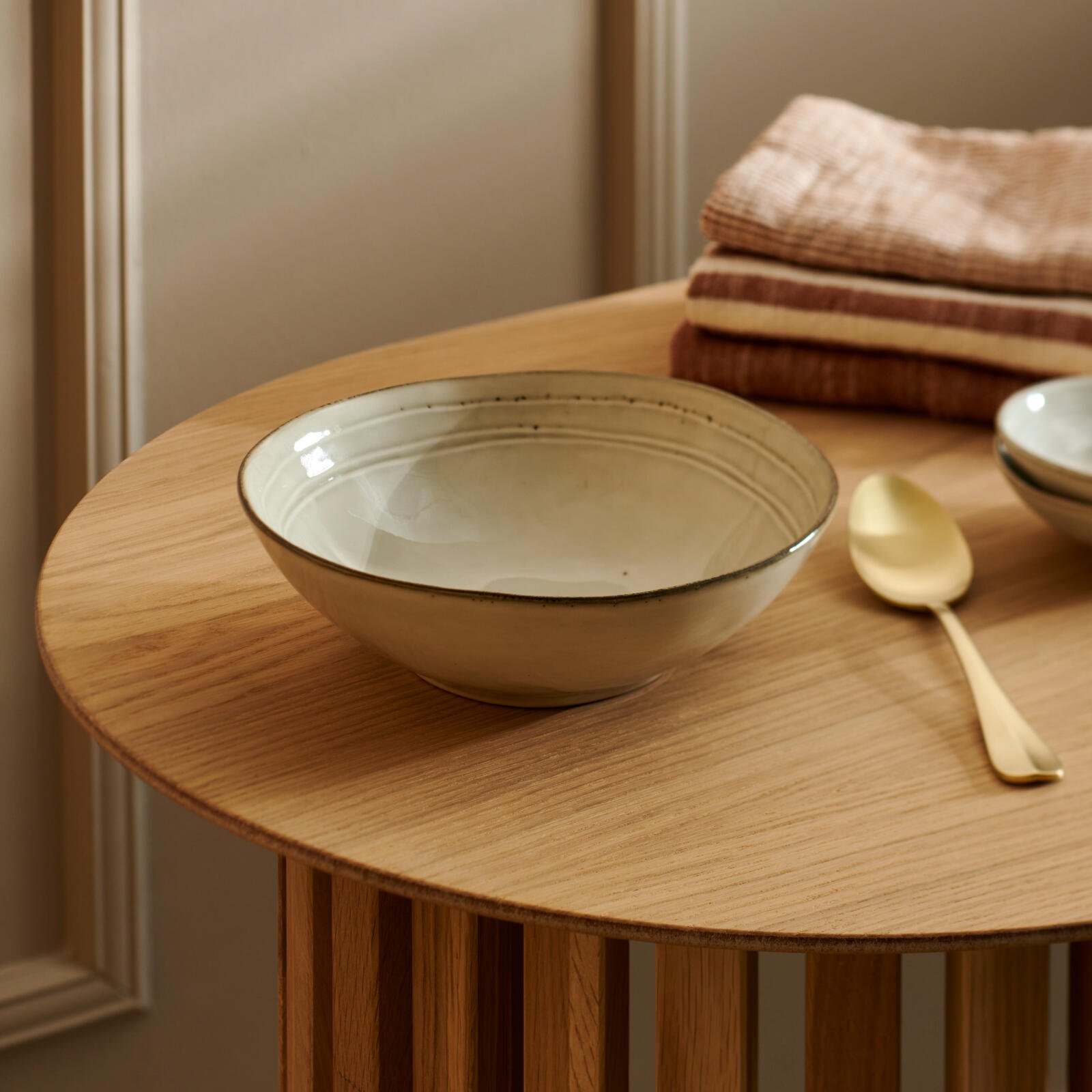 EARTH MARL diep bord setSet 4-delig crème