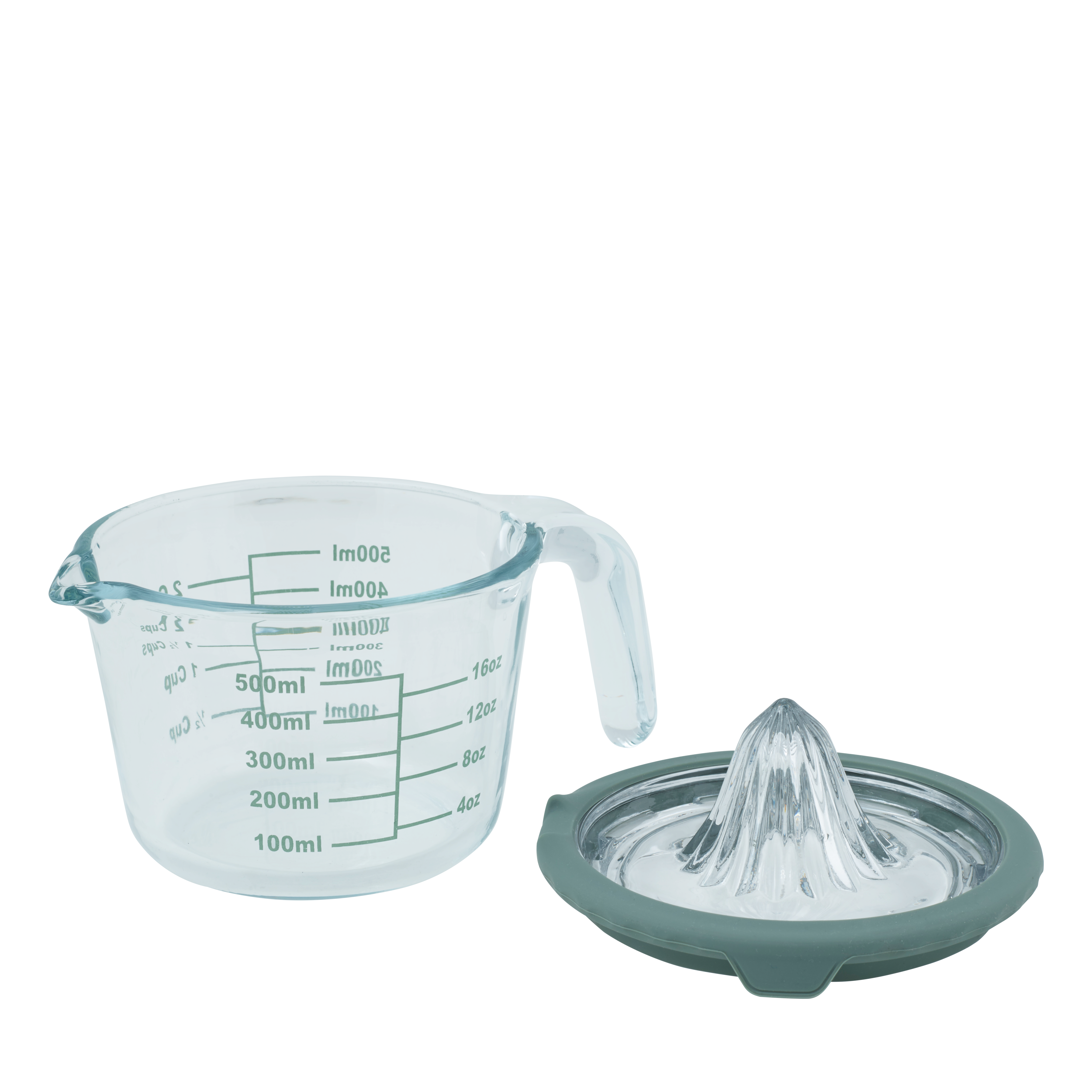 CUISINO Pers met maatbeker 500 ml groen, transparantH 18 cm - Ø 9 cm - Ø 13 cm