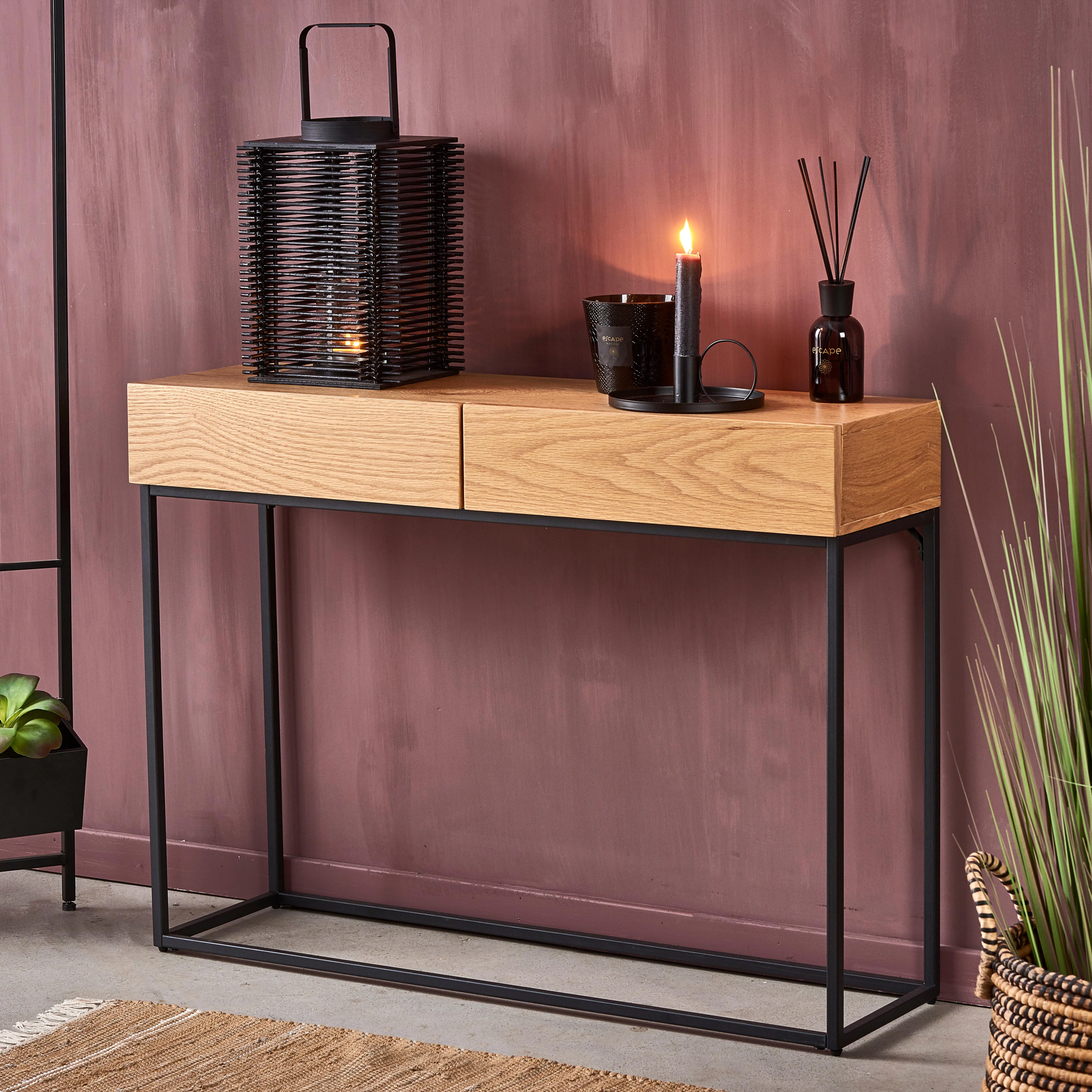 ALMA Wandtafel zwart, naturelH 75 x B 30 x L 100 cm