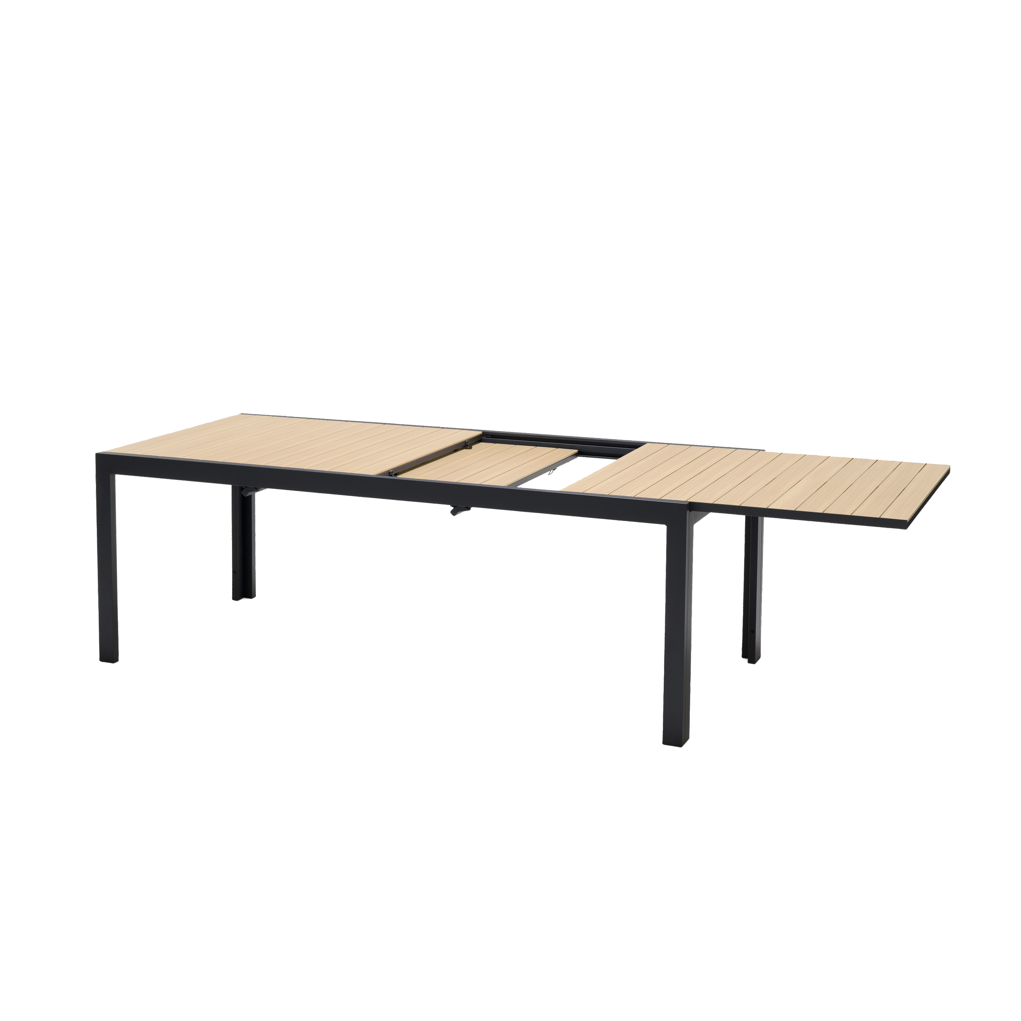 ETHAN Uittrekbare tafel zwart, naturelH 76 x B 95 x L 205 cm
