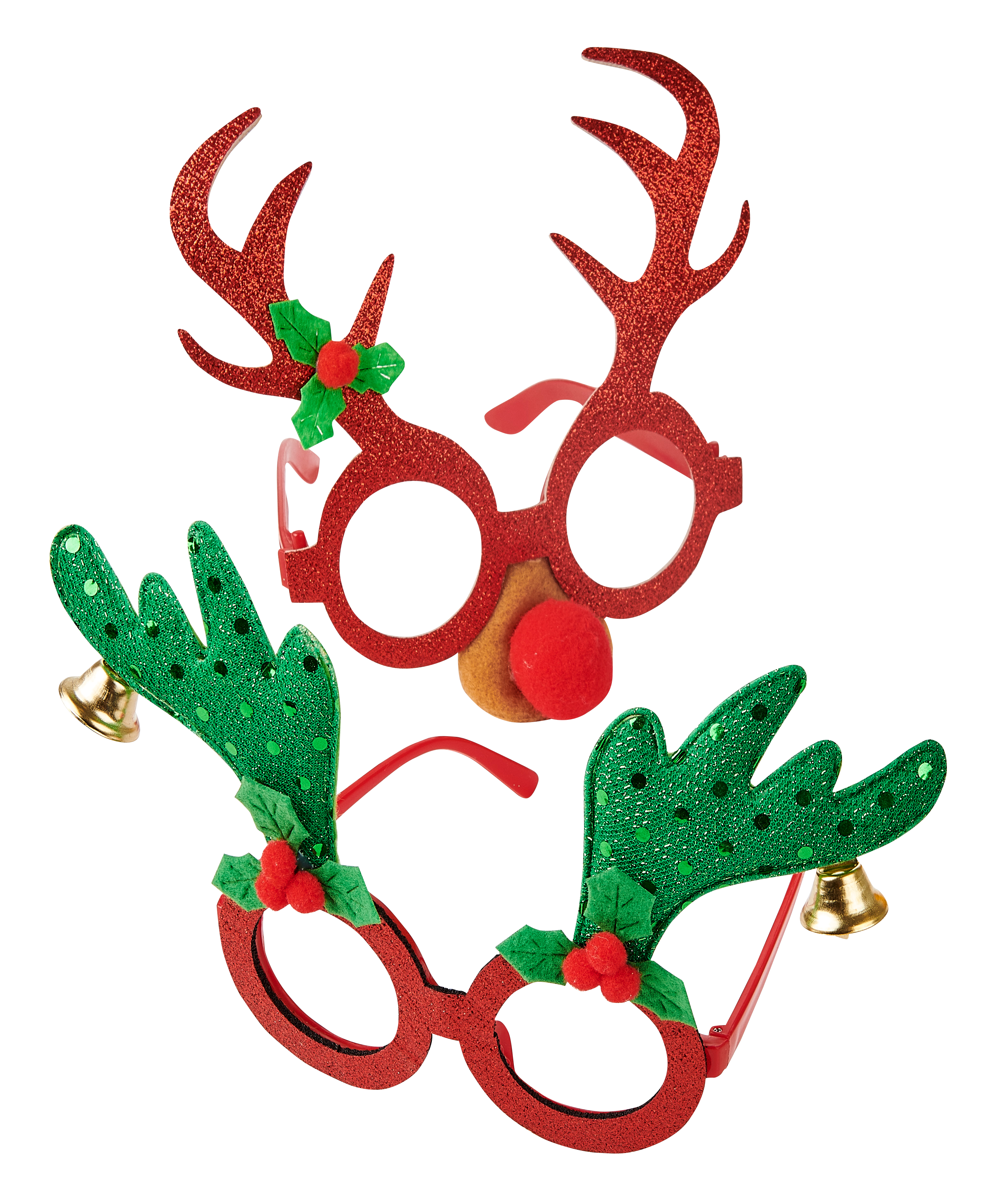ANTLERS Glitterbril roodB 15 x L 14 cm