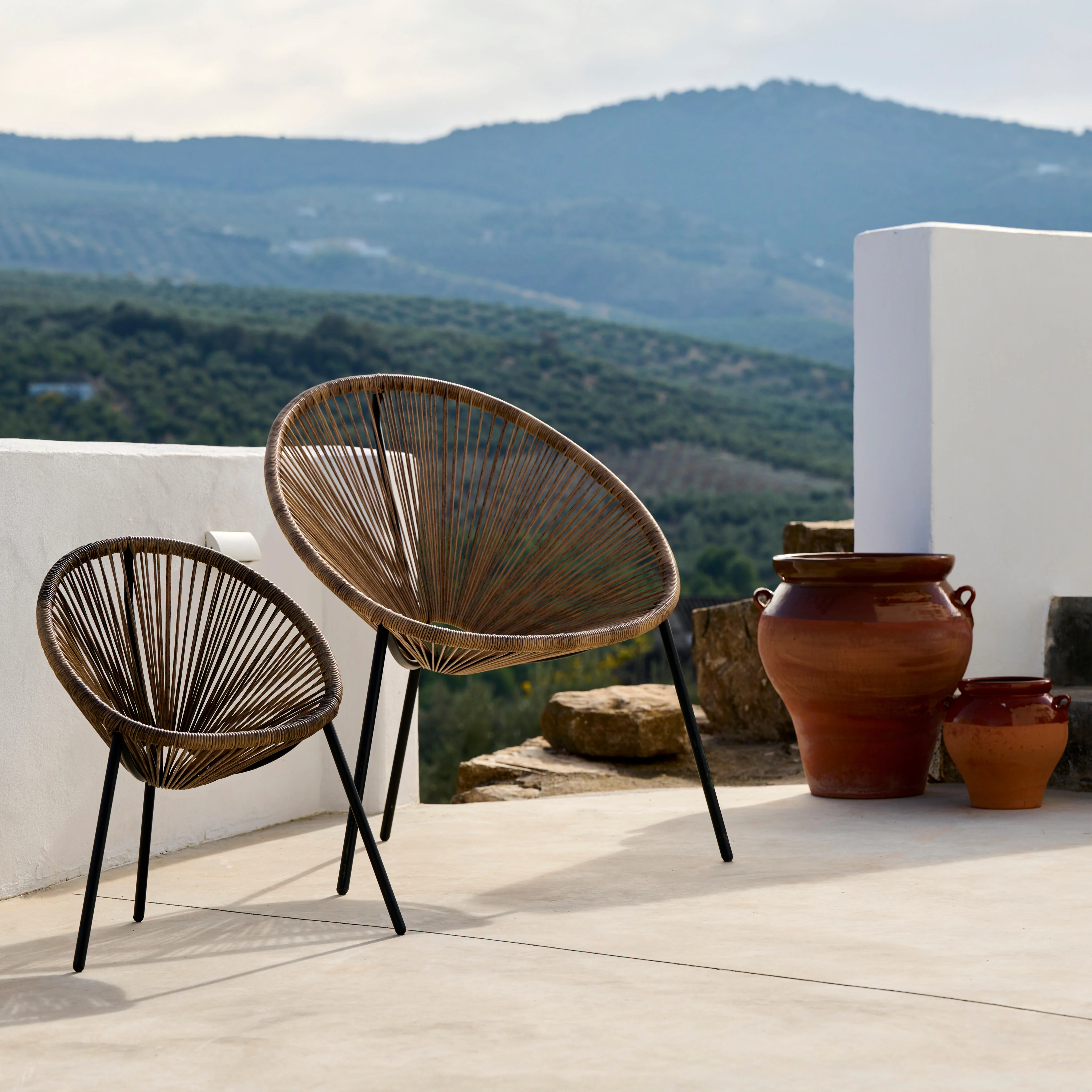 ACAPULCO Lounge stoel zwart, naturelH 82 x B 75 x D 69 cm - CASA