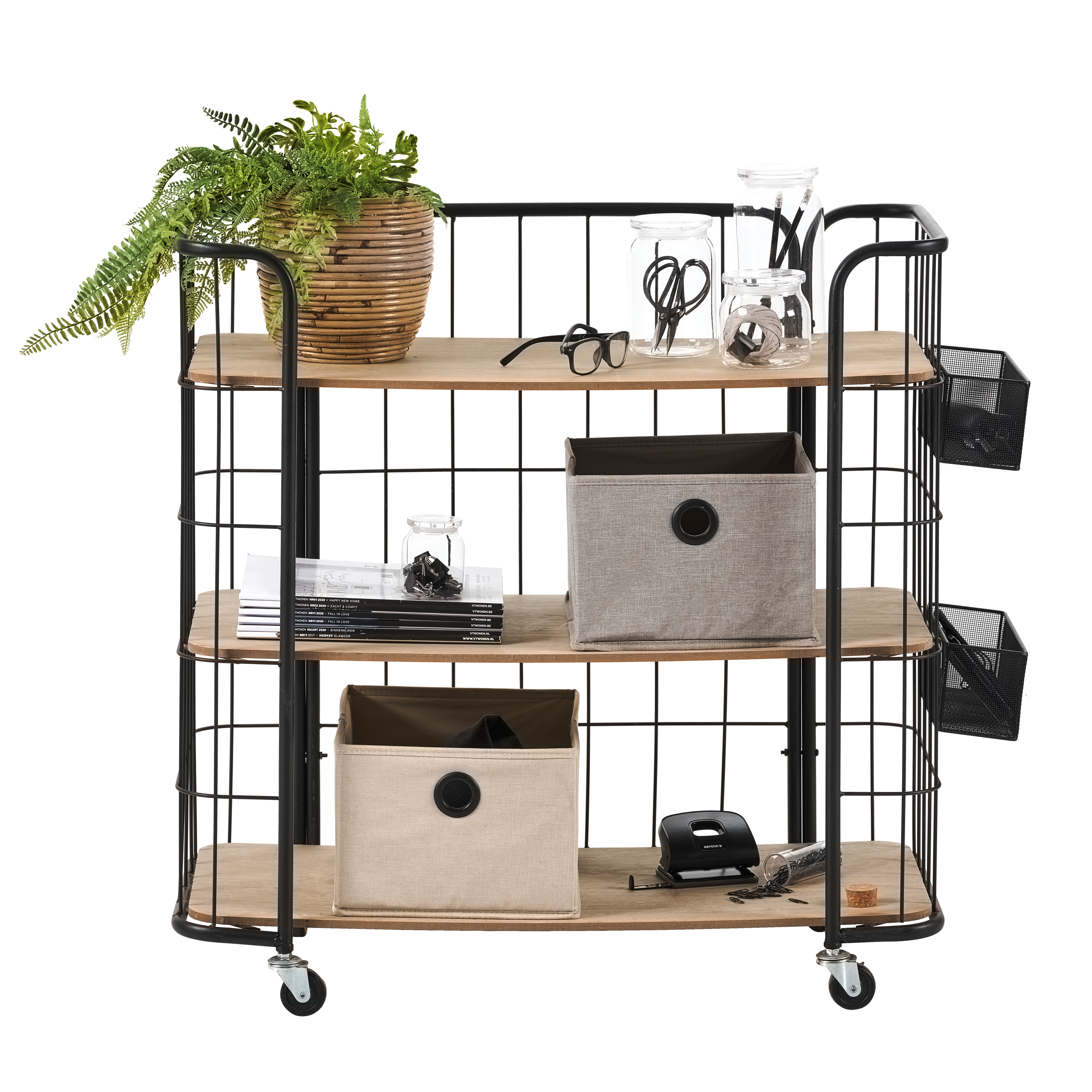 OSLO Trolleyrek 3 leggers zwart, naturelH 82 x L 83 x D 40 cm