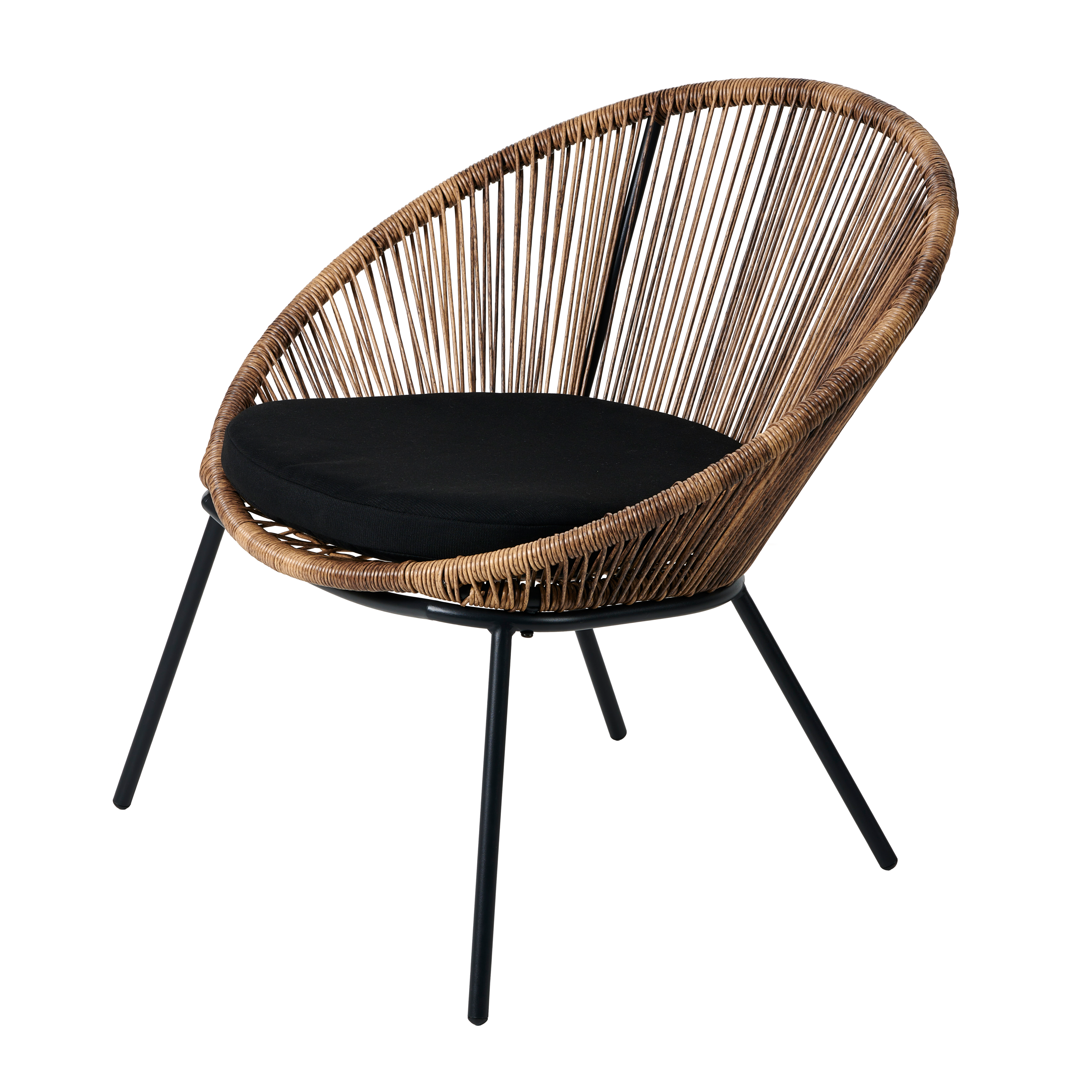 PAPAYO Lounge stoel met kussen naturelH 76 x B 78 x D 68 cm - CASA