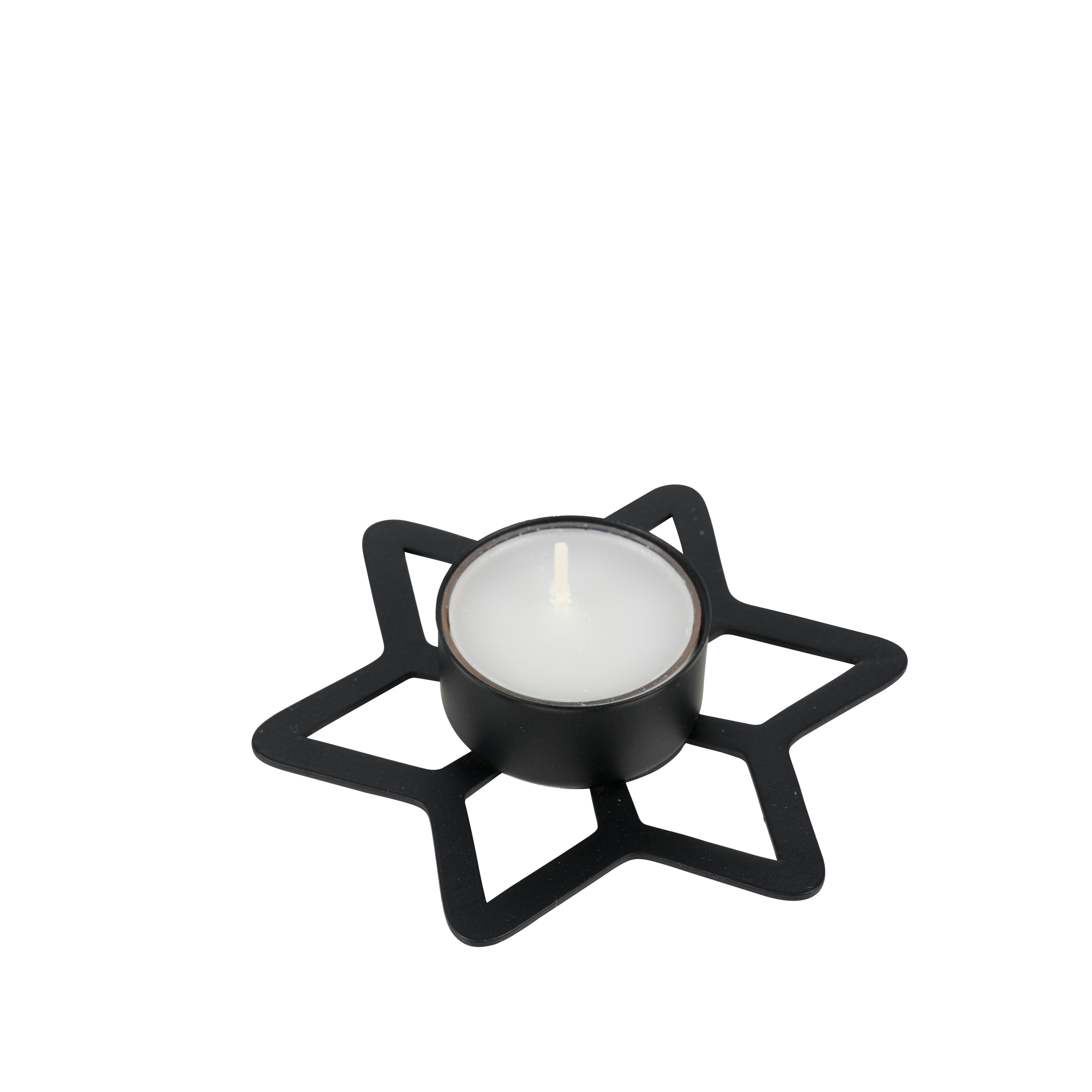 STAR Theelichthouder zwartH 1,6 x B 10,1 x D 9,2 cm