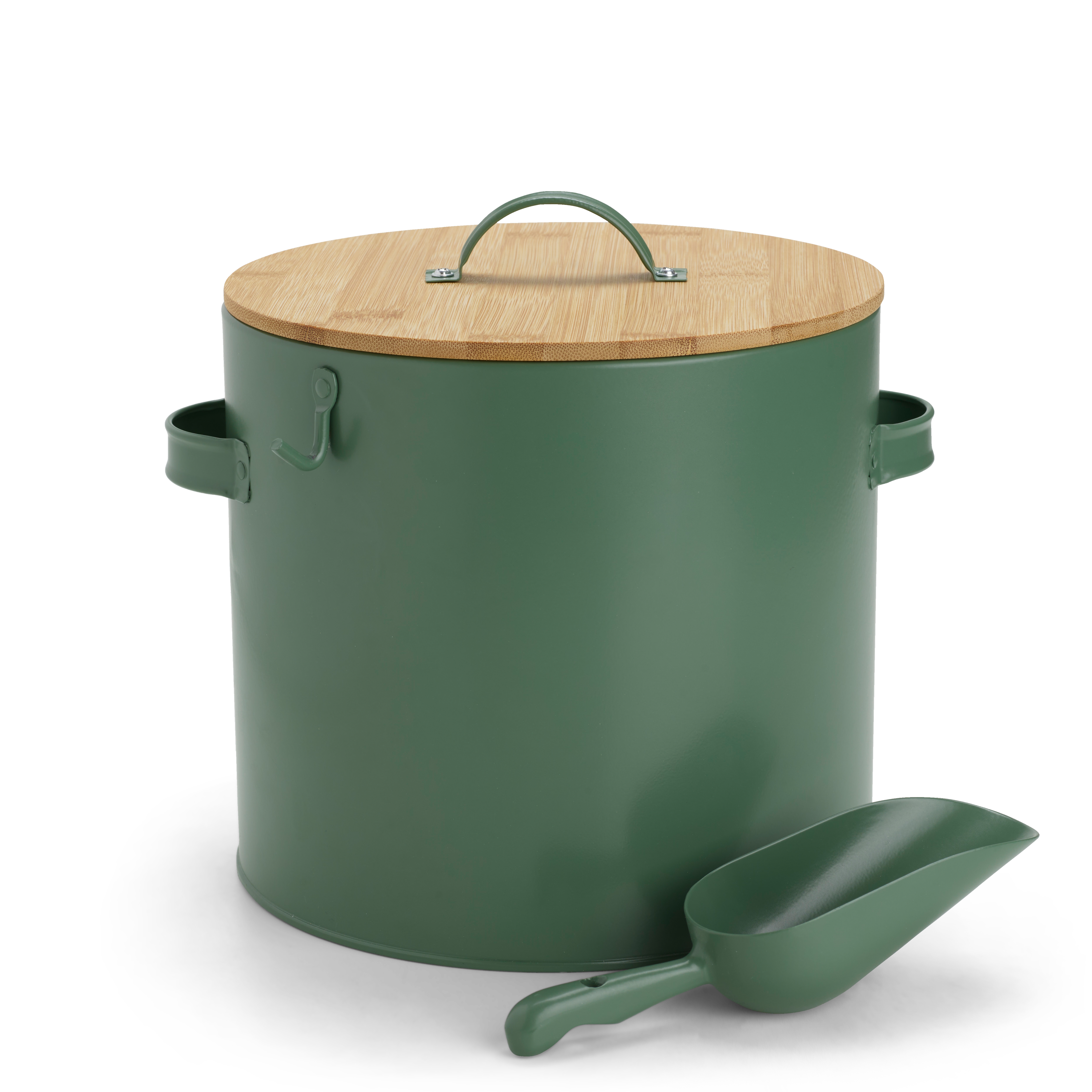 SENDAI Bewaardoos met schepje groen, naturelH 20 cm - Ø 23 cm