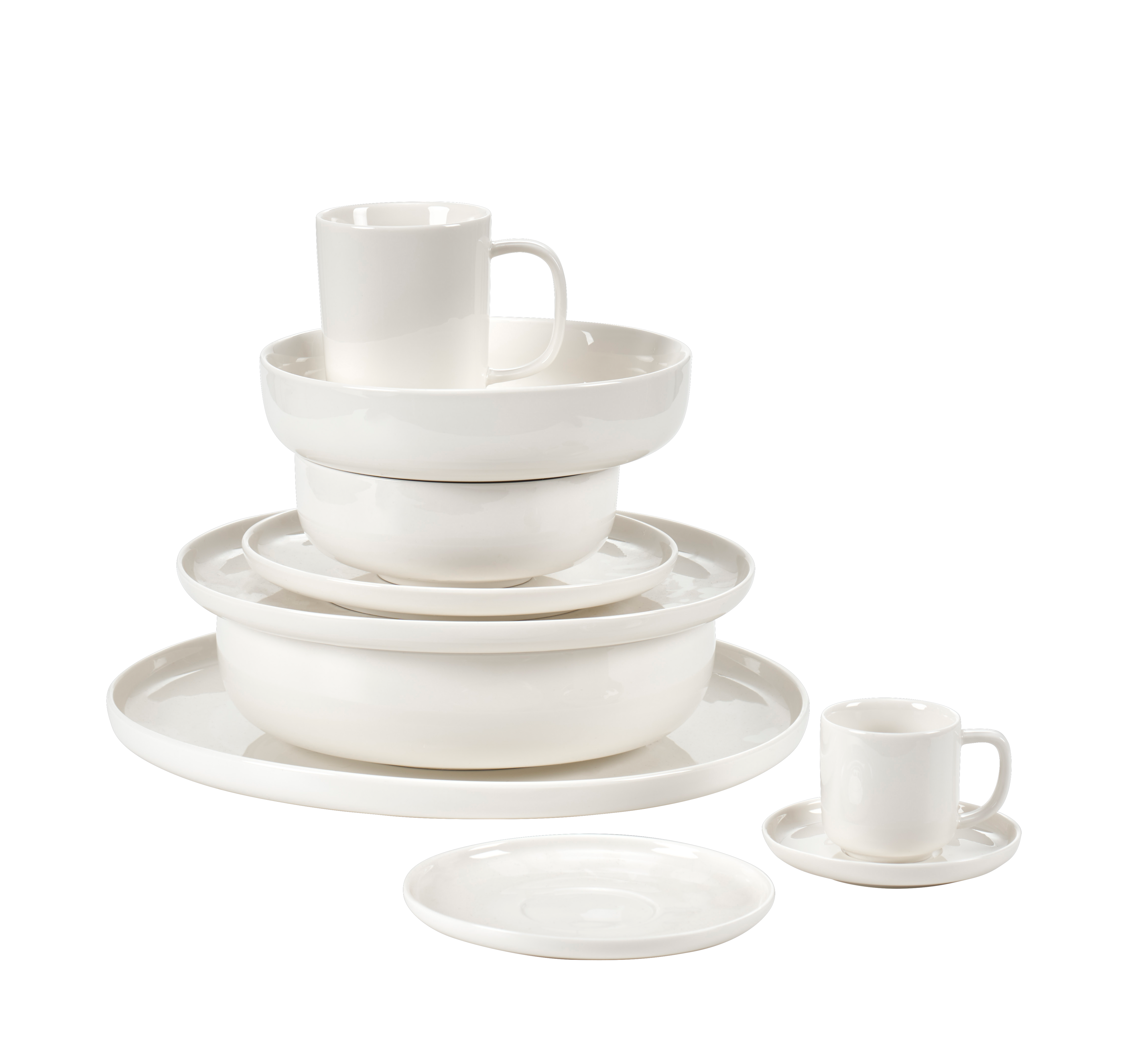 MOON Bord wit - set van 4 H 2 cm - Ø 28 cm