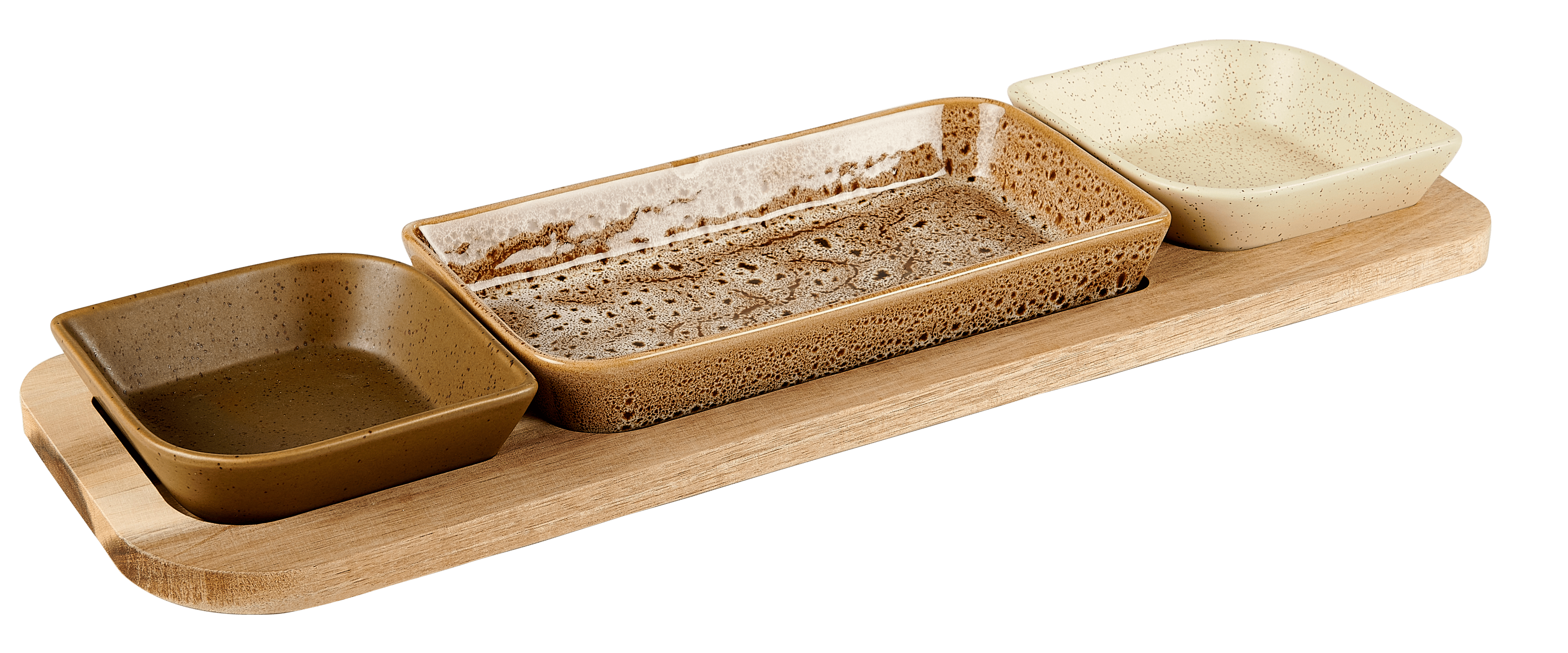 MAKSU Tapasset rechthoekig 4-delig bruin, naturel, olijfgroen, zandH 4,5 x B 50 x D 16 cm