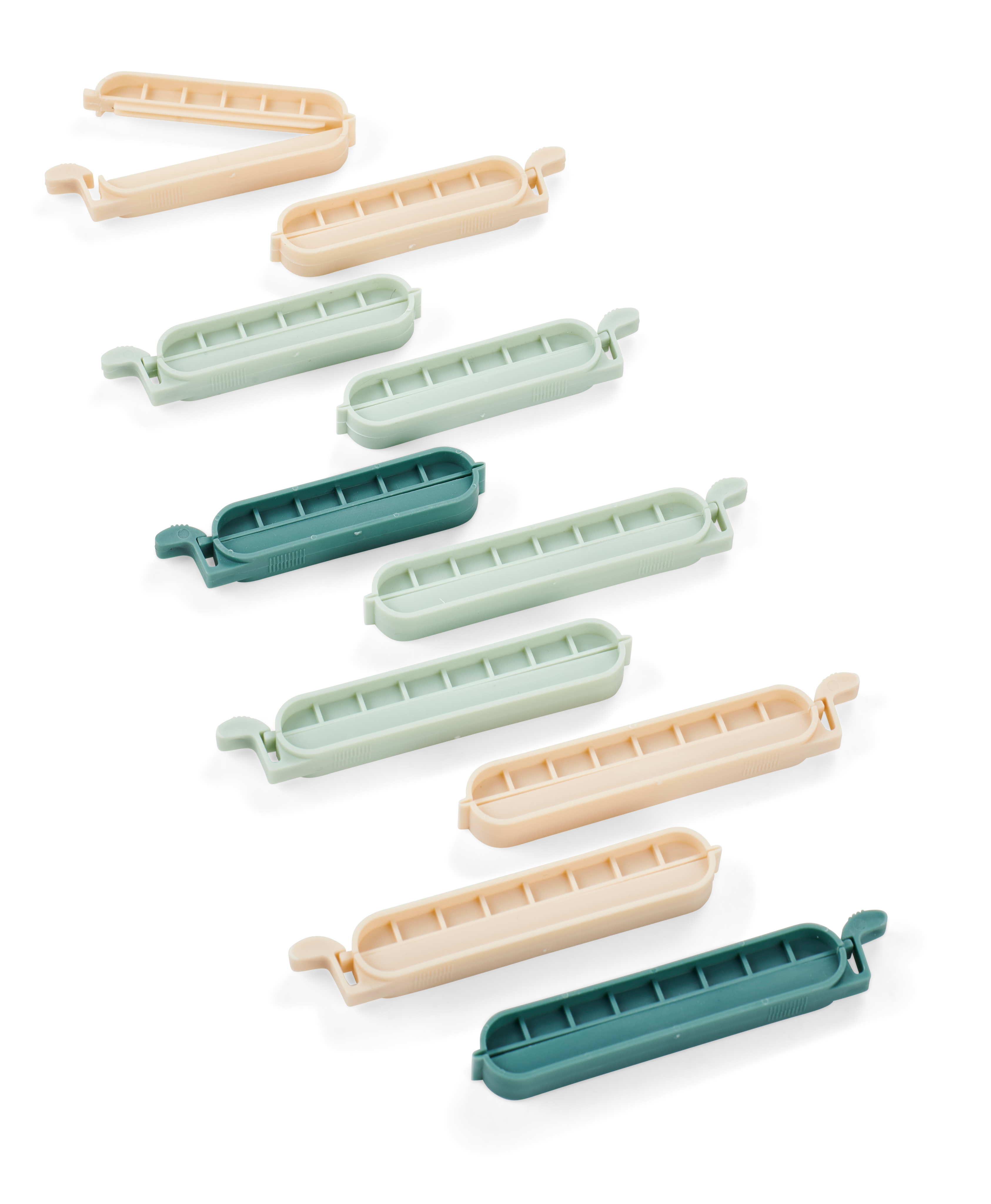 KLIPPER Afsluitclips set van 10 mix van kleuren groen, munt, beige - CASA