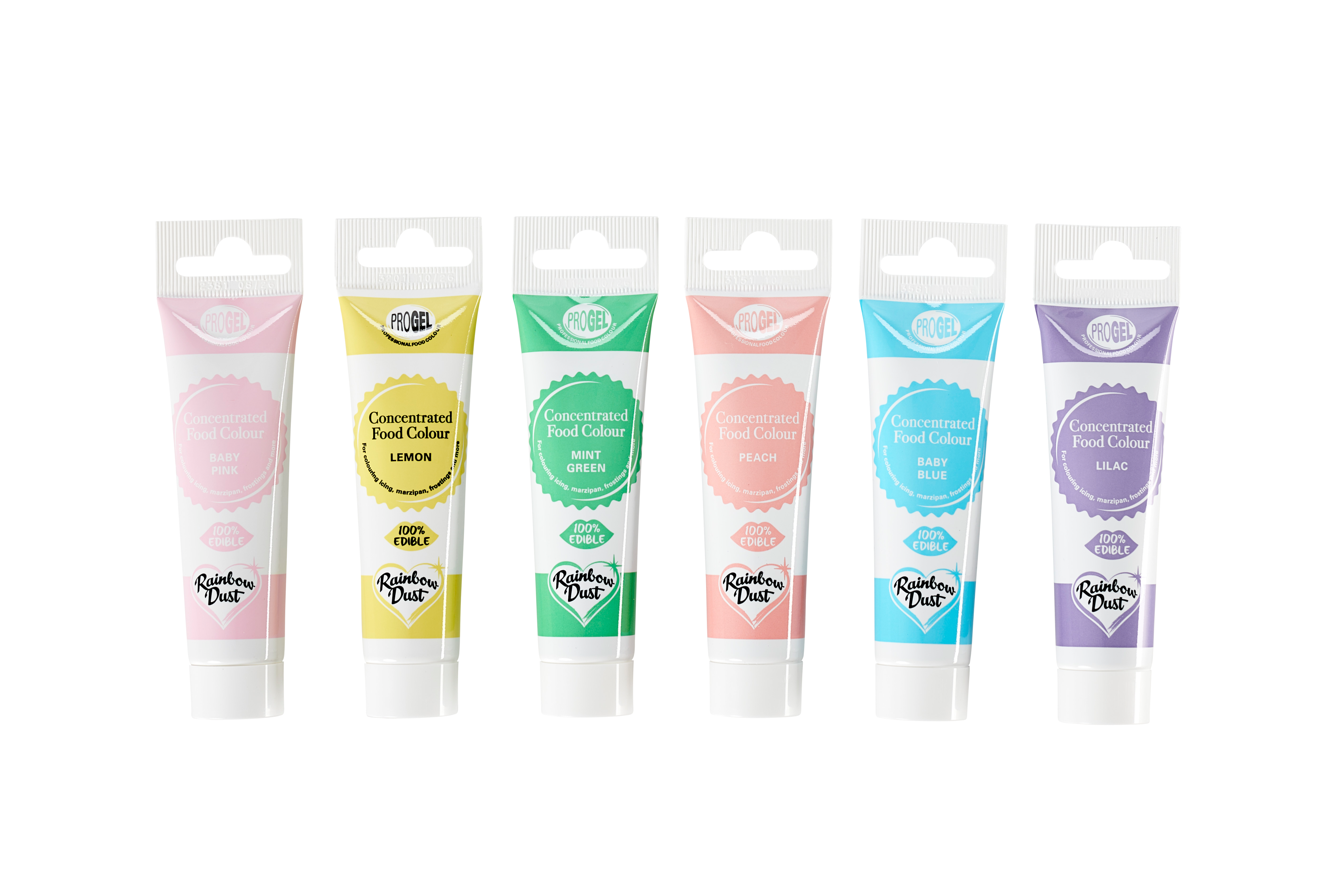 RAINBOWDUST 6-pack kleurgel voor rolfondant  Pastelkleuren diverse kleurenH 12,5 cm