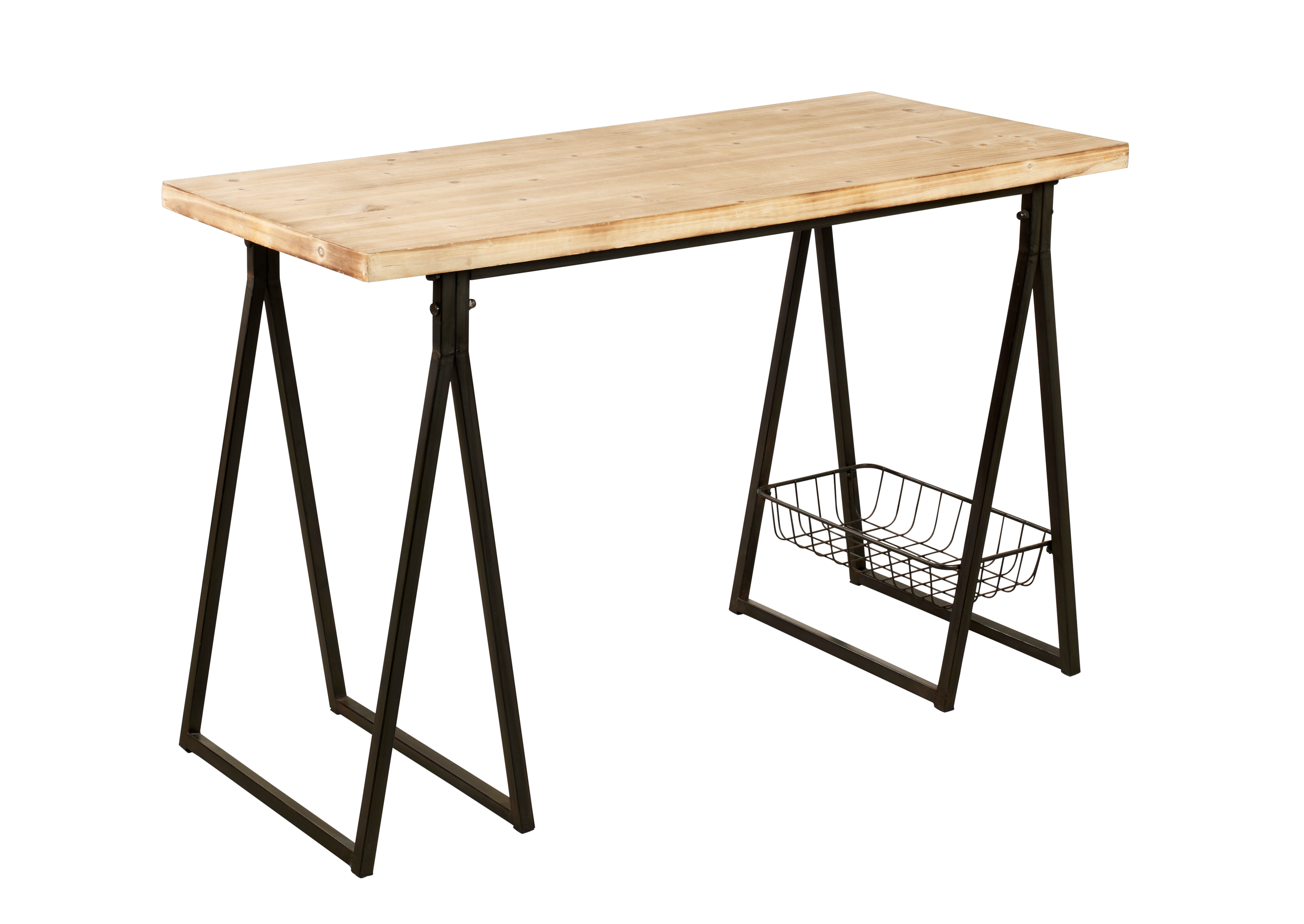 TRETO Bureau zwart, bruinH 75 x B 50 x L 120 cm