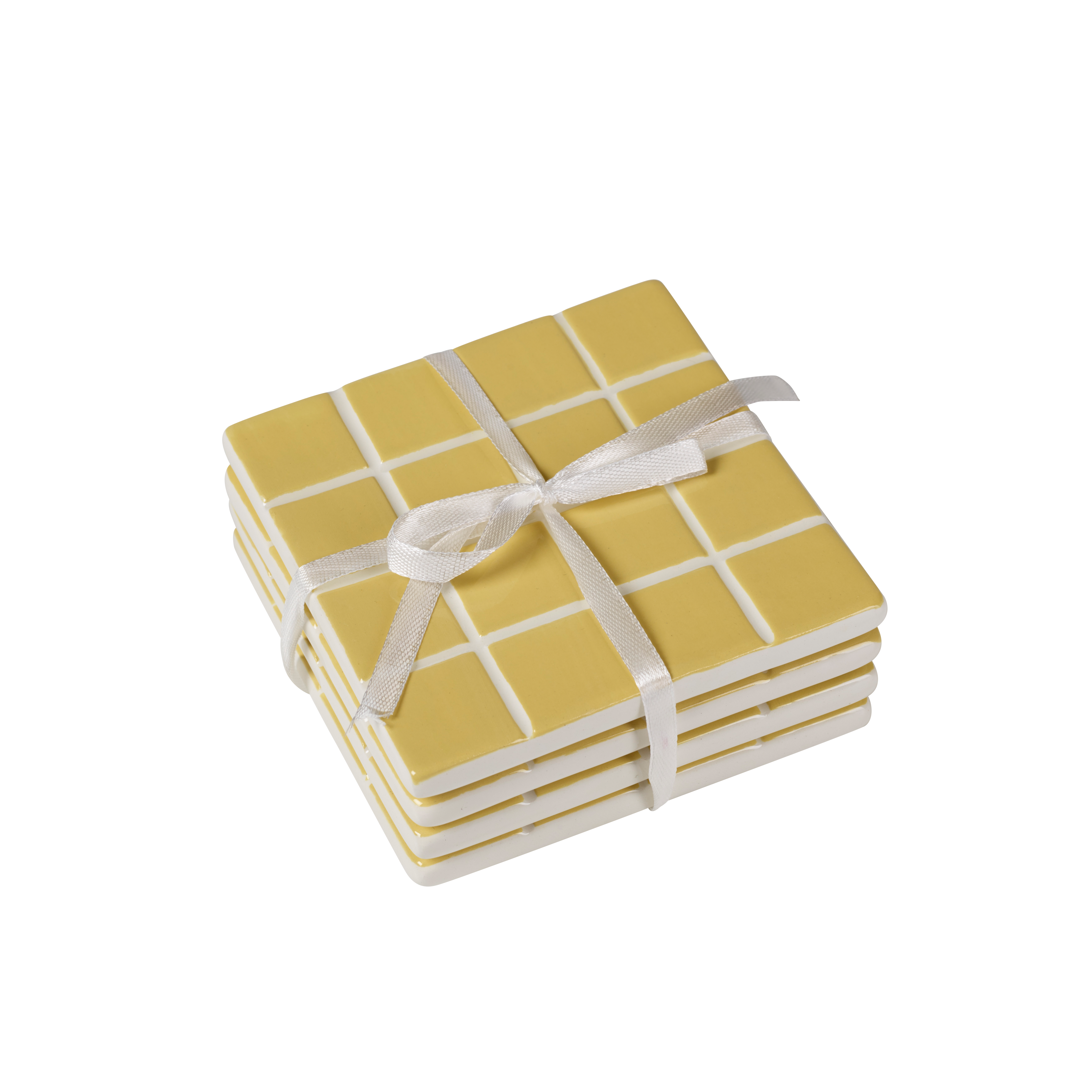 MOZAIK Glasonderzetters set van 4 geelH 10 x B 10 x D 0,6 cm