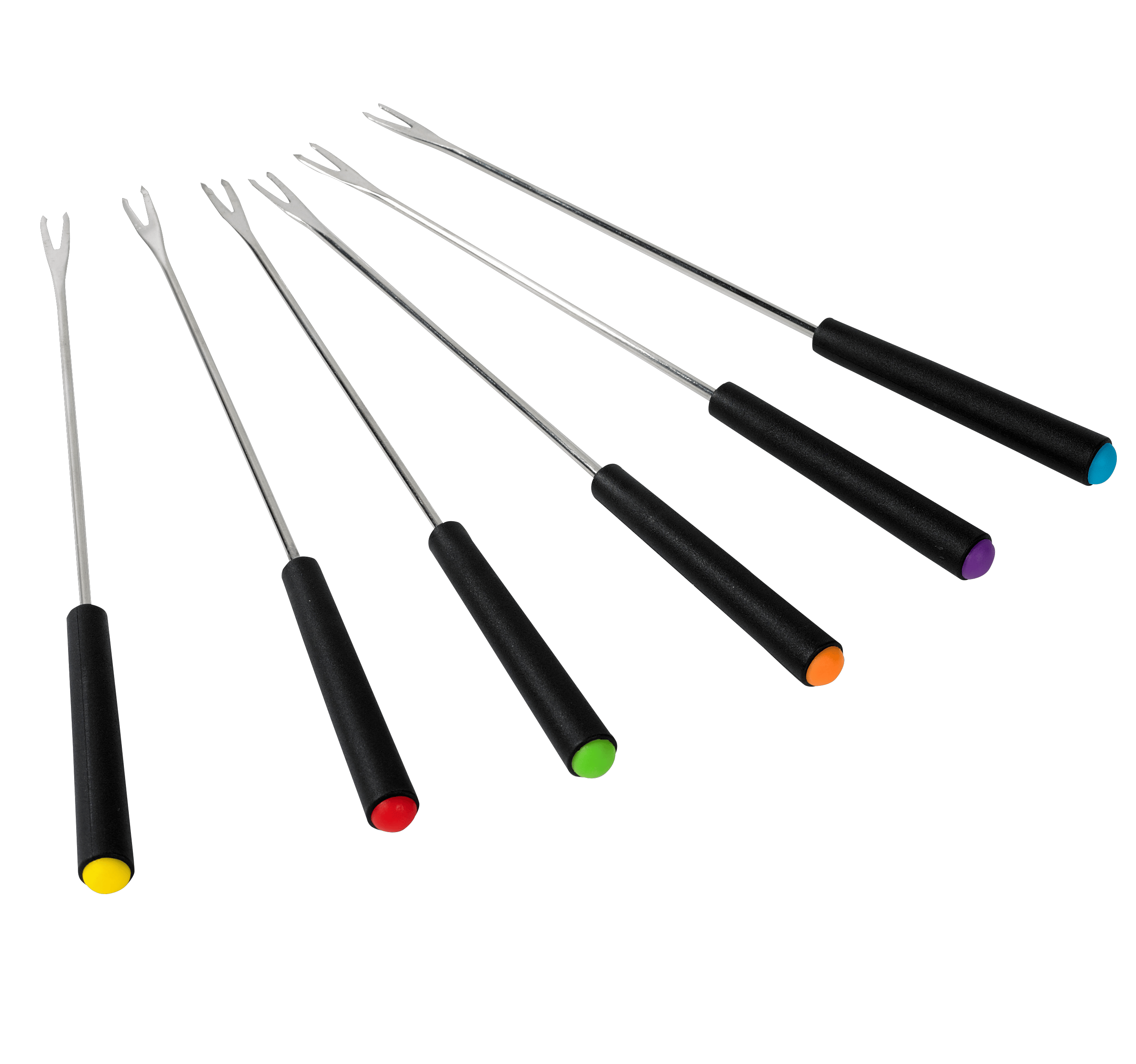 FONDUE Fondue vorkjes set van 6 diverse kleuren, zwartL 22,5 cm