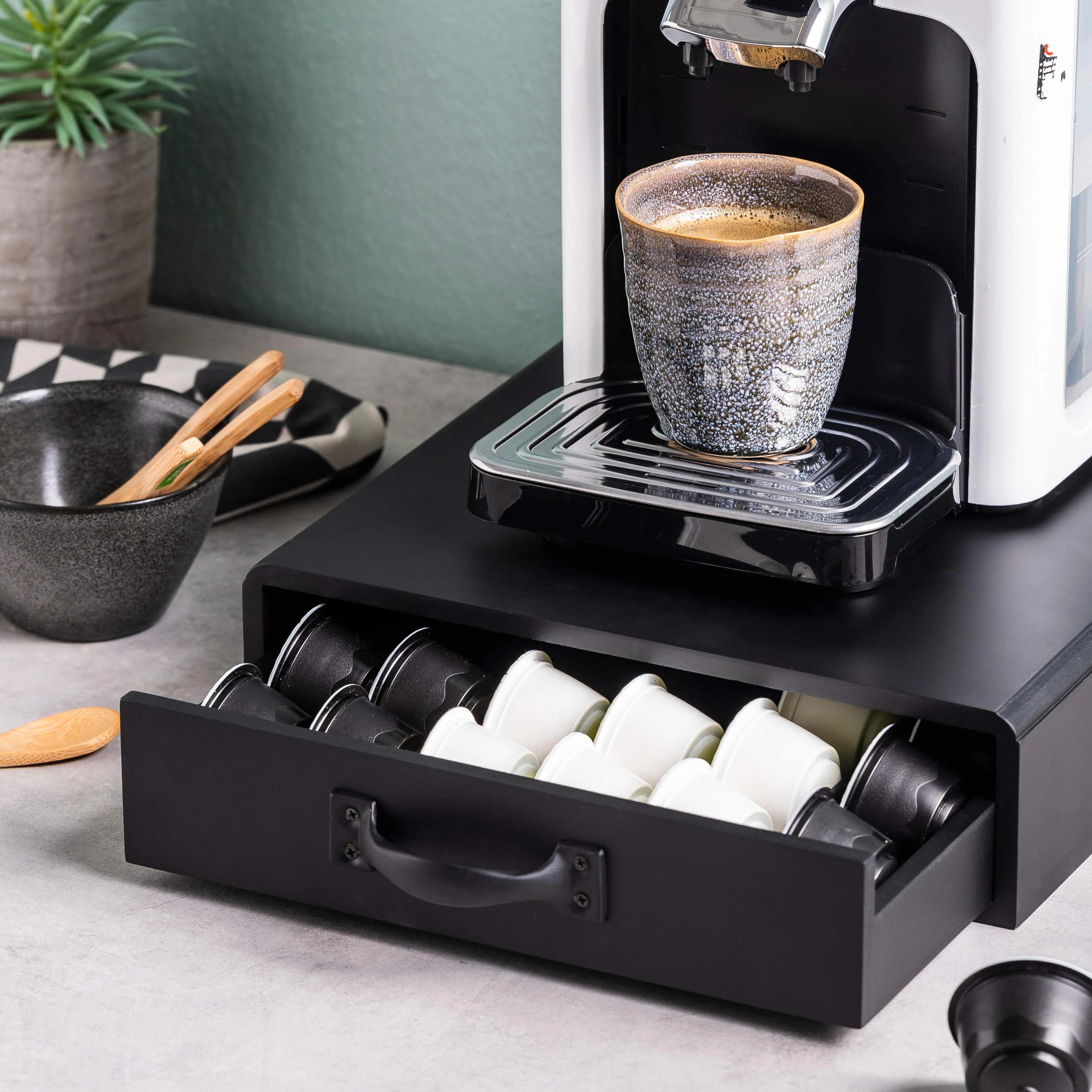 CAFE Ladebox voor koffiecaps zwartH 7,5 x B 28 x D 34,5 cm - CASA