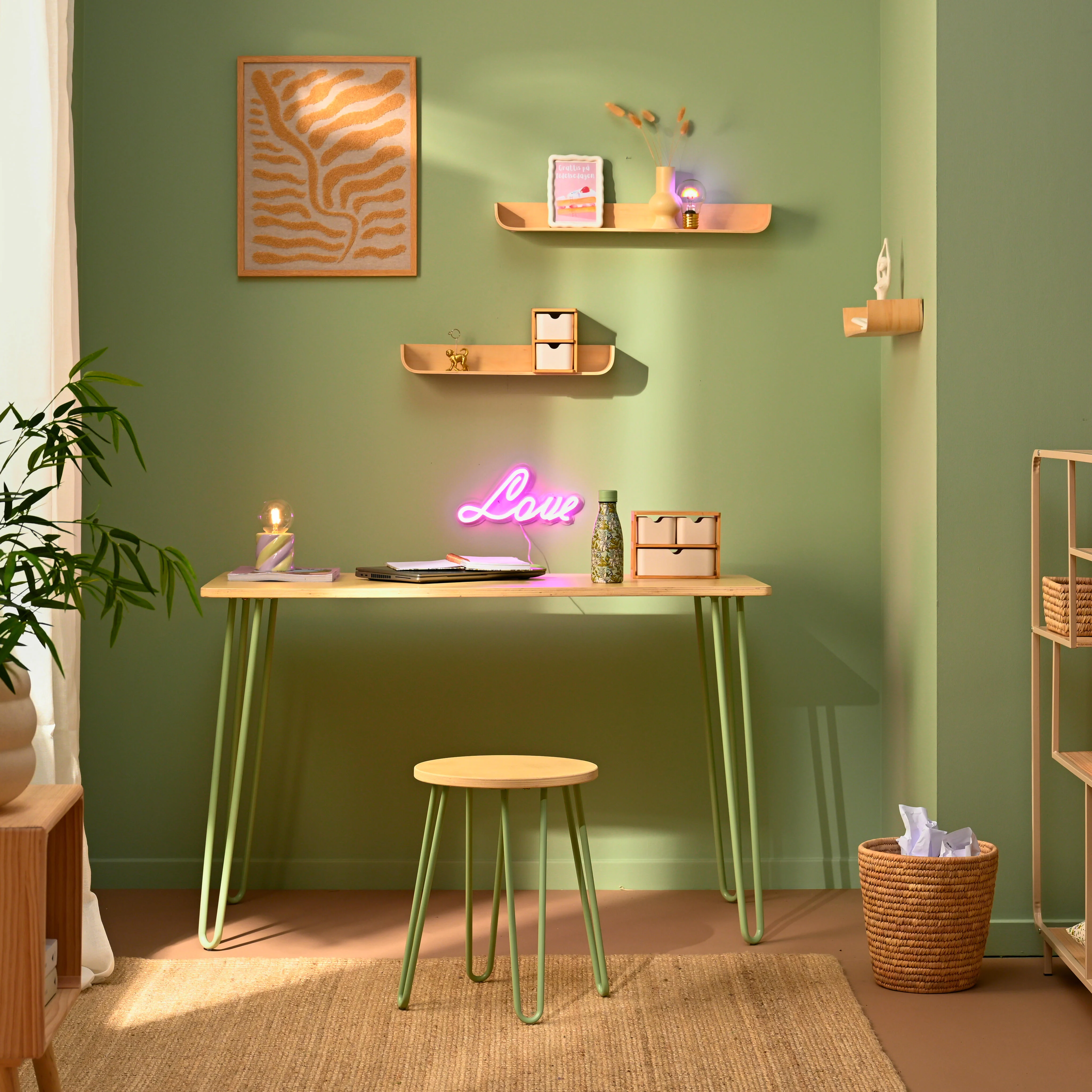 JONAS Bureau lichtgroenH 75 x B 120 x D 60 cm