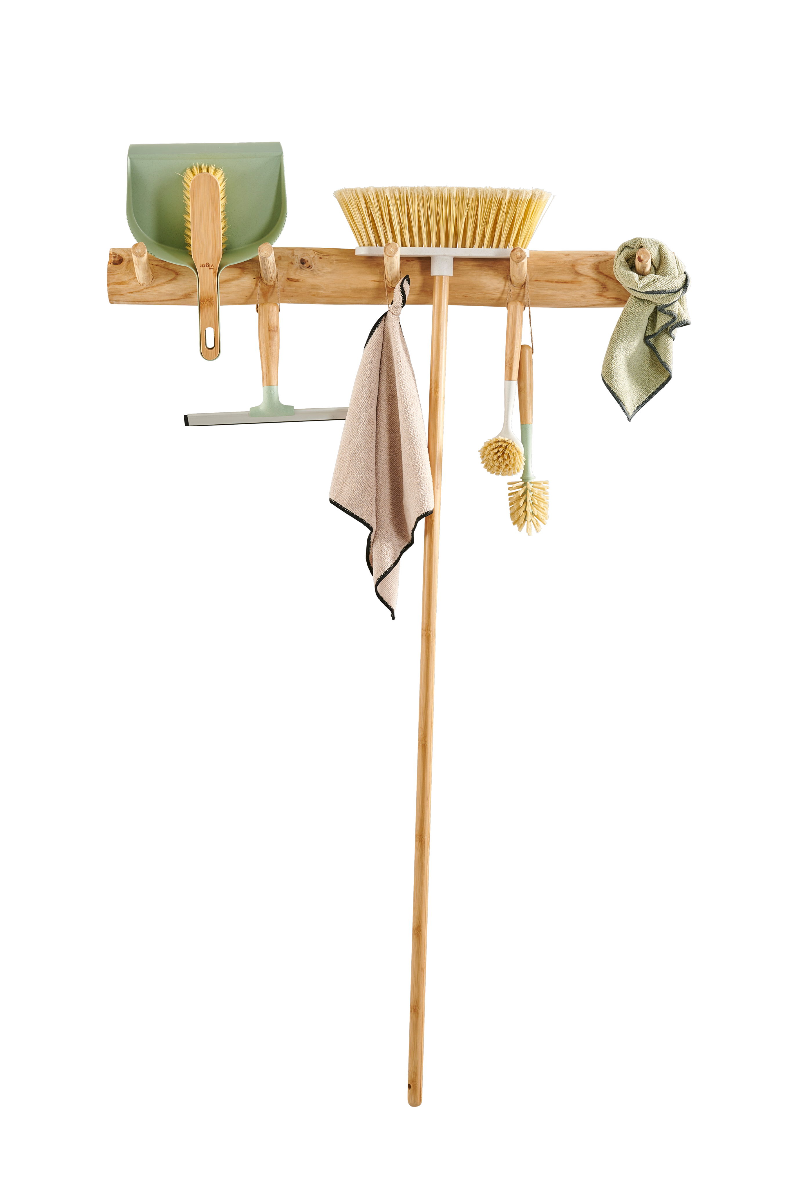 JASMIN Vuilblik en borstel groen, naturelH 7 x B 21,5 x L 31 cm - CASA