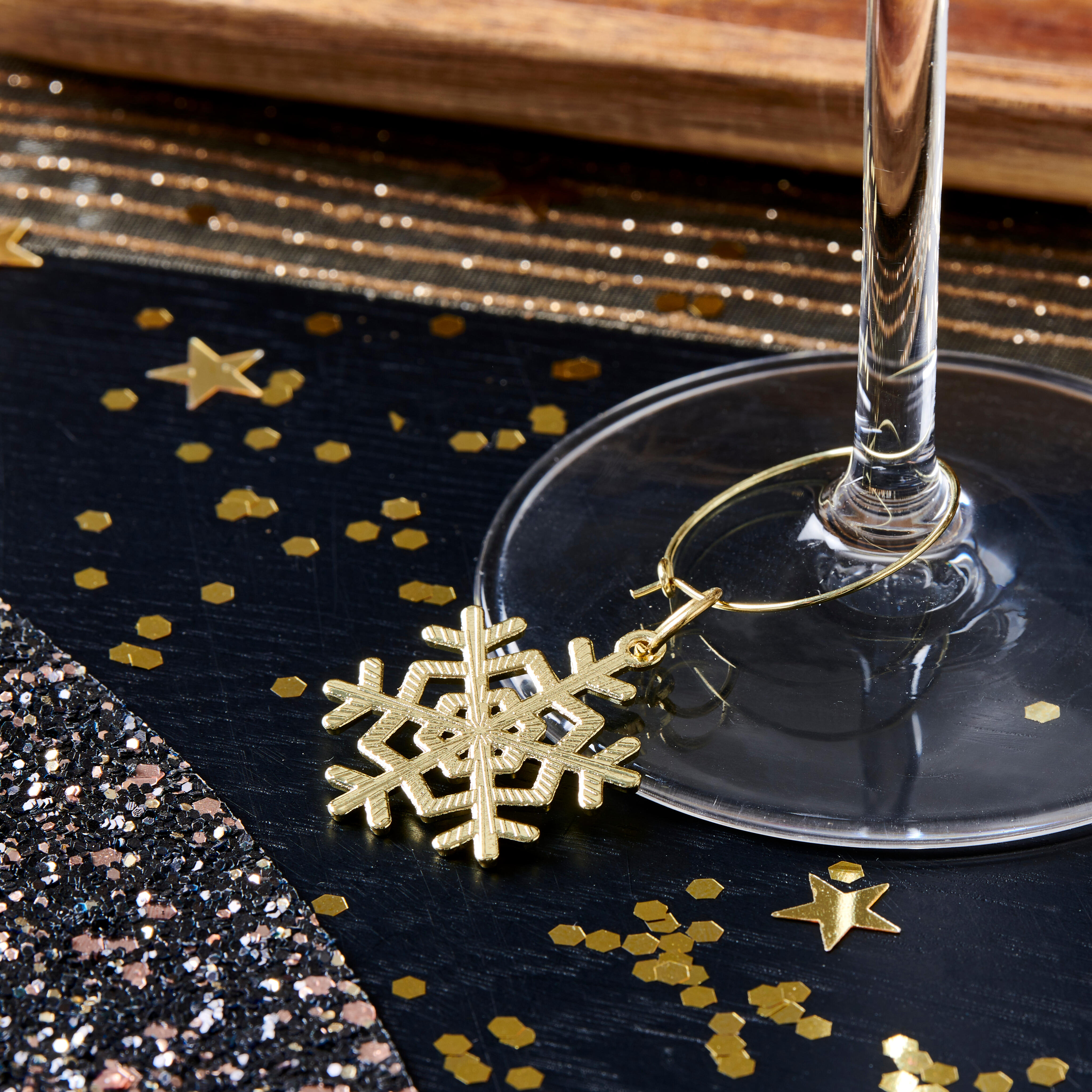X-MAS GLAM Glasmarkers set van 6 goudL 5,5 cm